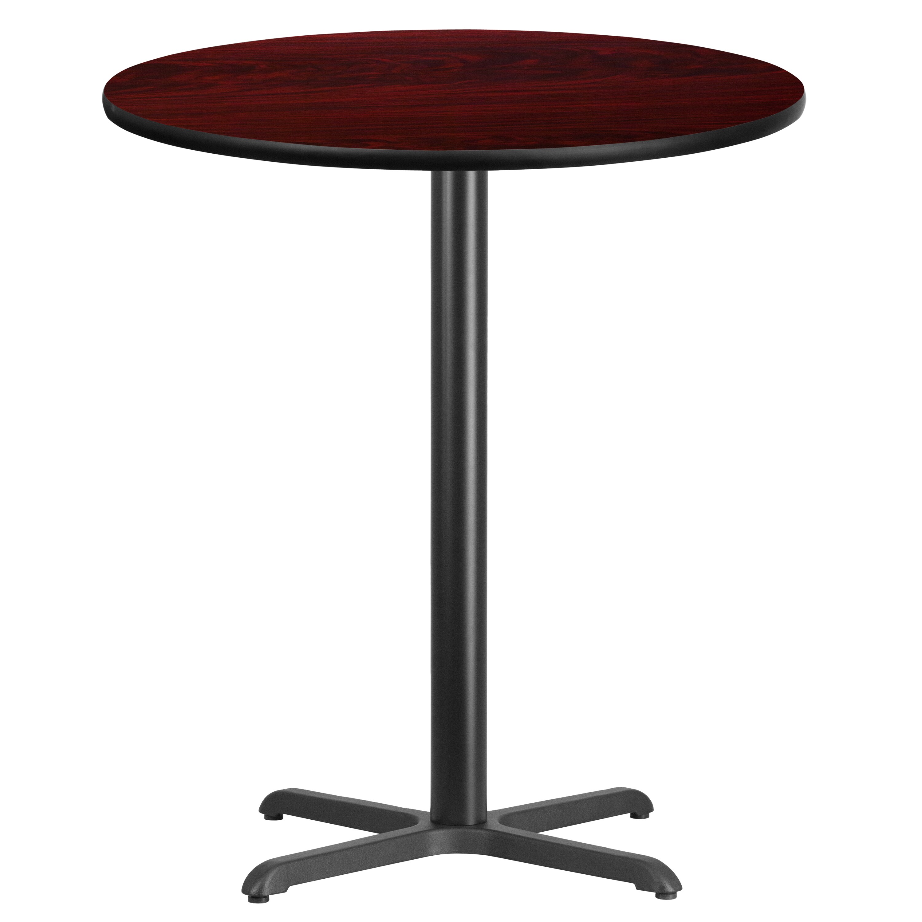 Flash Furniture 889142007302 Mahogany Round Contemporary/Modern Bar Table, Wood veneer with Black Metal 36-Inches L x 43.13-Inches H