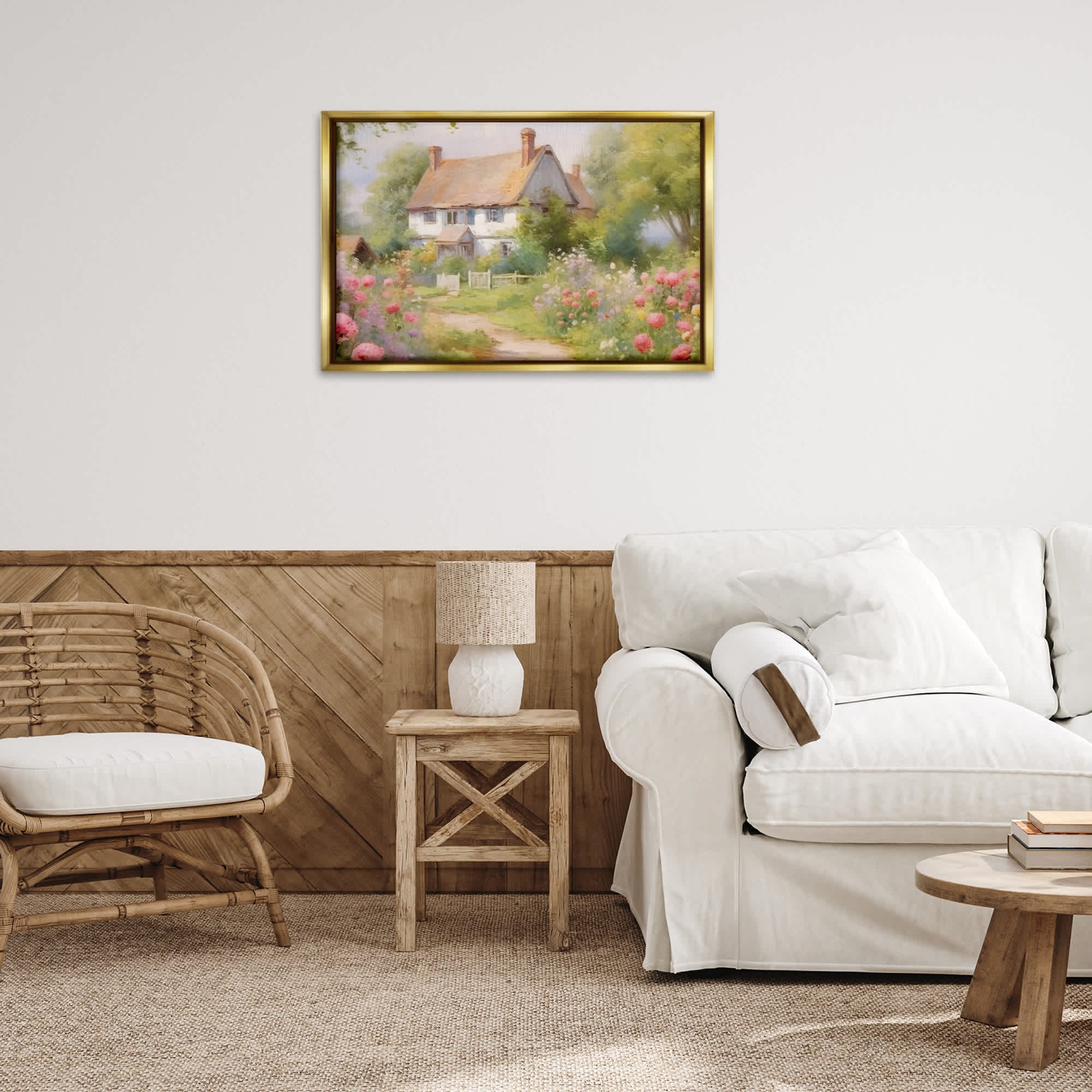 Stupell Industries Nature Filled Cottage Garden Gold Framed Floater ...