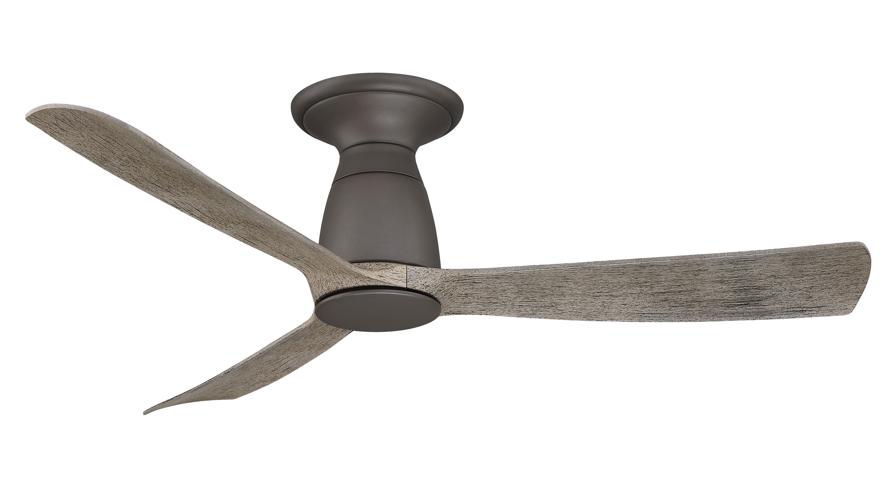 Fanimation FPD8547GR-F Kute 44 44-in Outdoor Flush Mount Smart Matte Greige with Weathered Wood Blades Propeller Ceiling Fan Light Kit Compatible - Remote Included ( 3 -Blade )