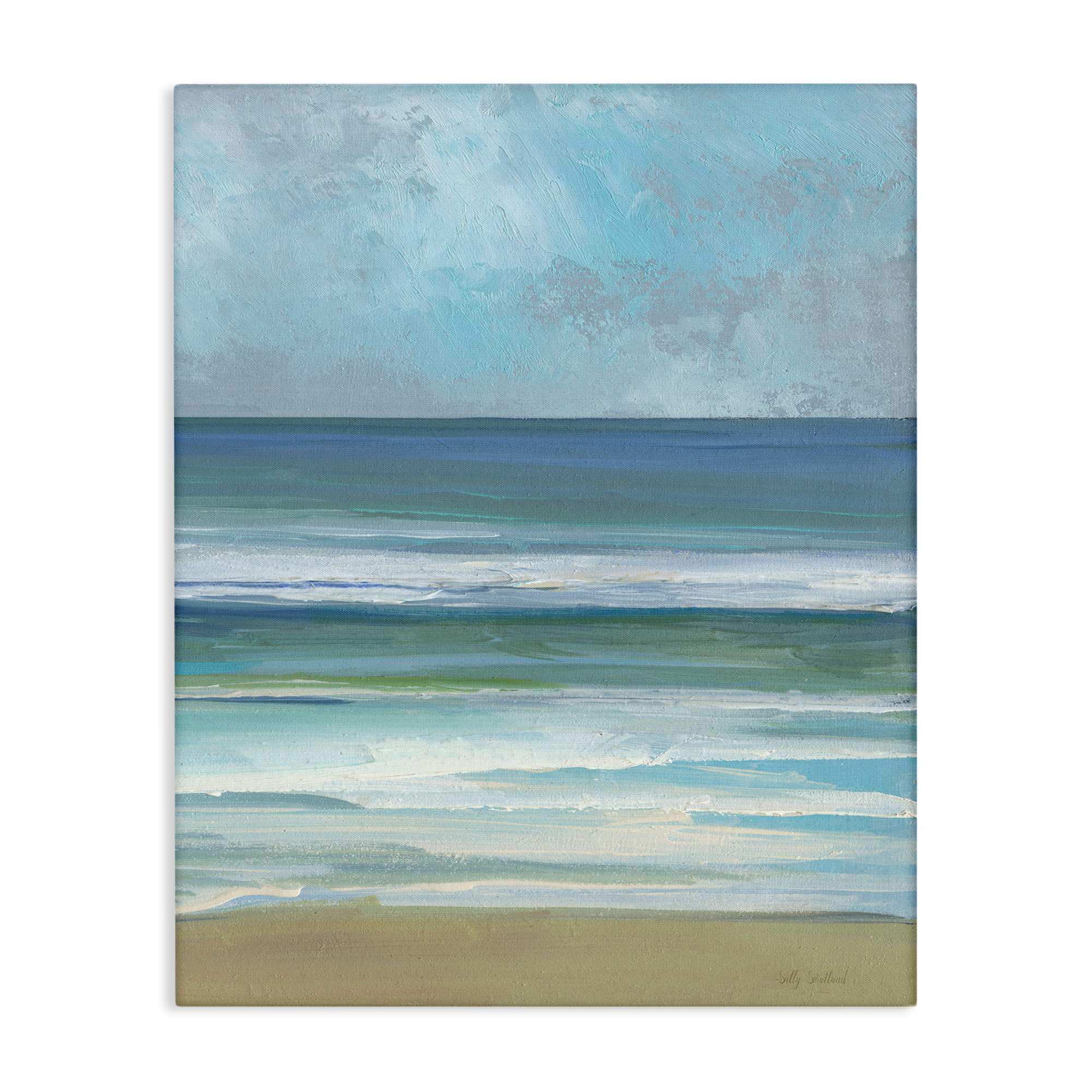 Stupell Industries BT-996-CN-16X20 Calming Blue Waves Impression Canvas Wall Art By Sally Swatland 16 x 20