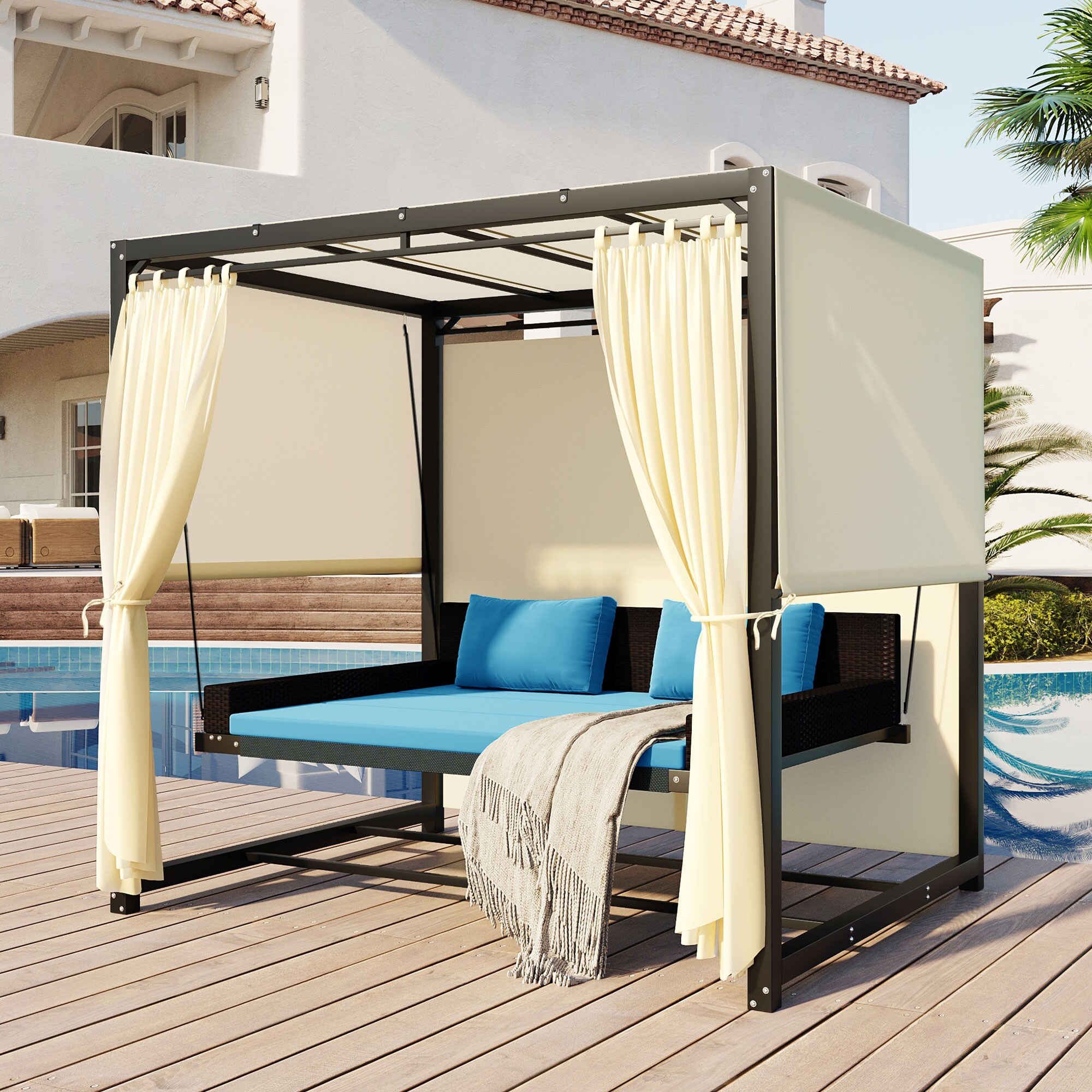 Outdoor swing deals bed with canopy