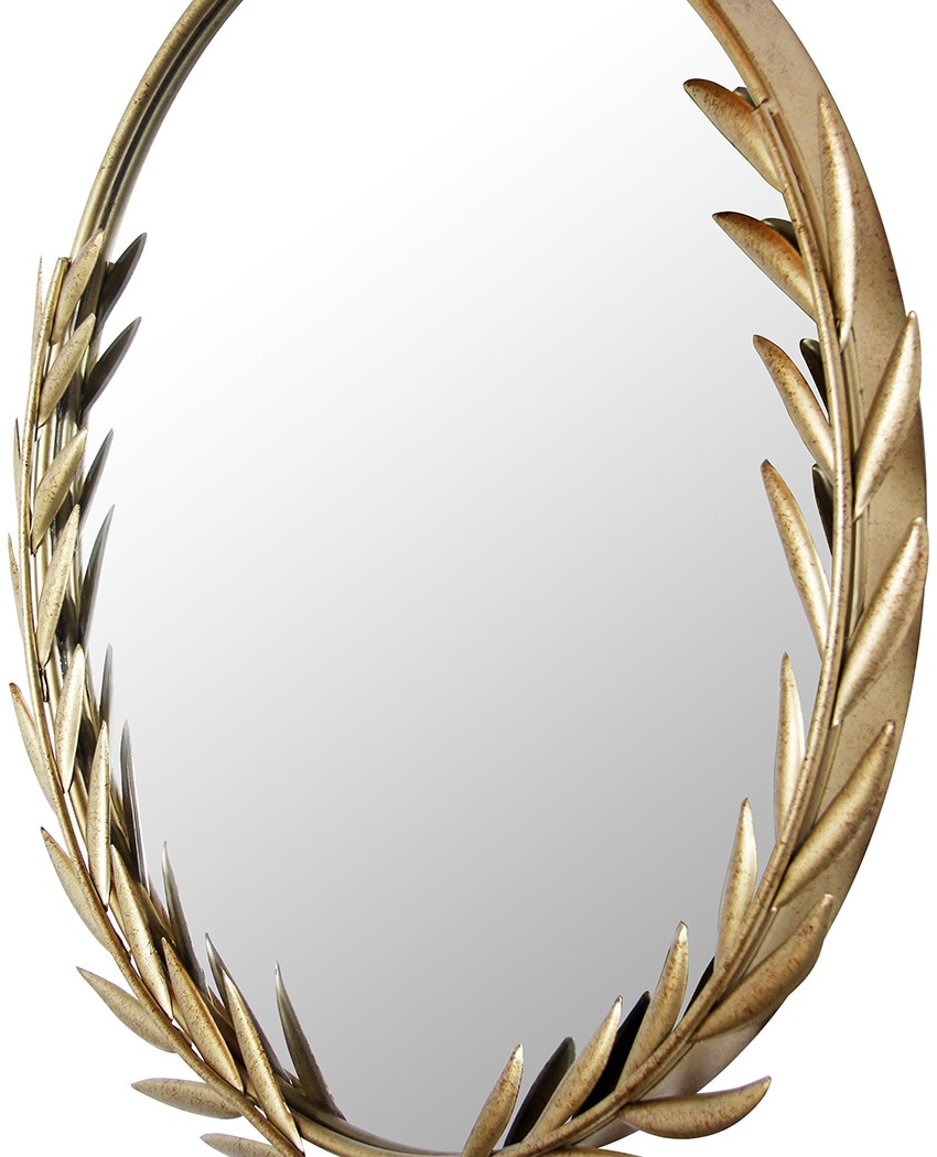 21" Gold Grecian Round Wall Mirror with Antique-Style Frame