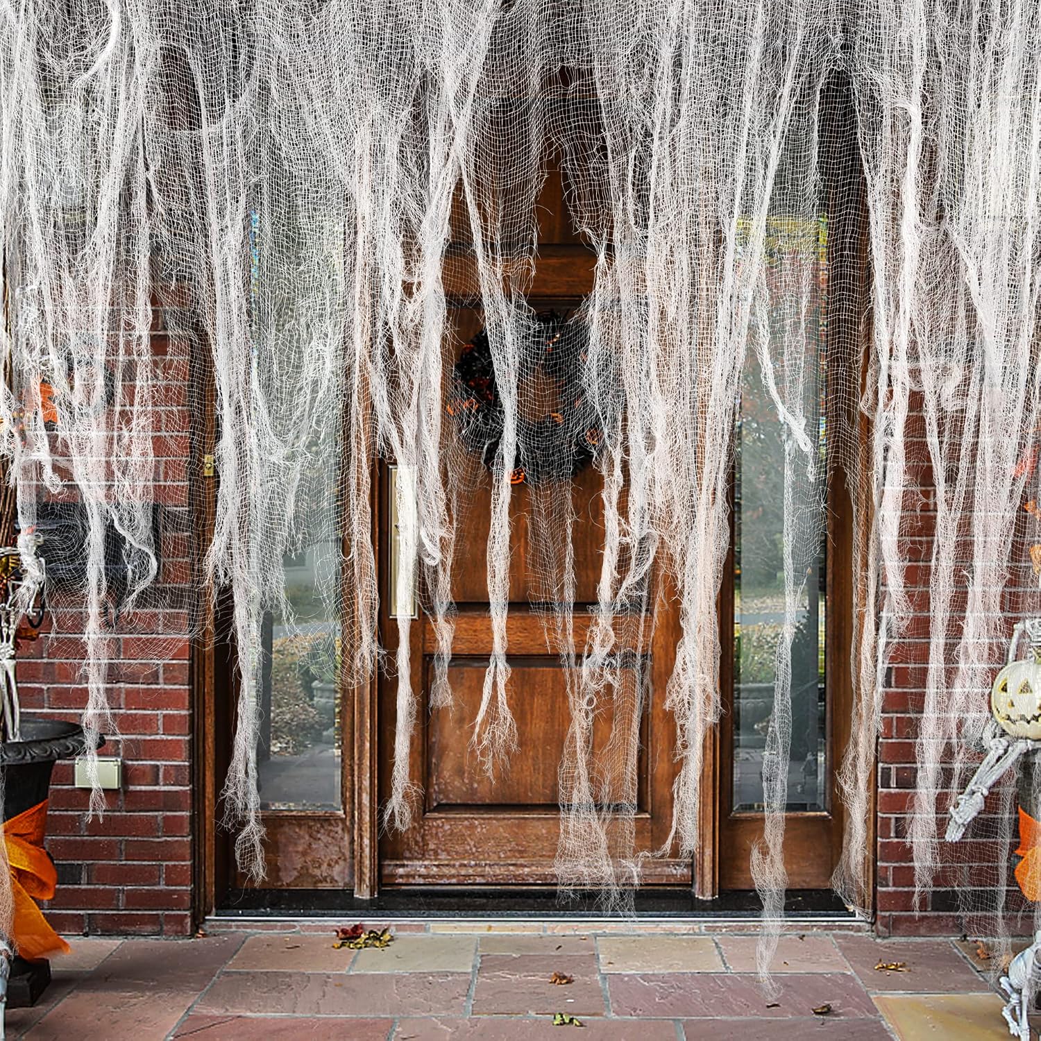 UMEELR Halloween Creepy Cloth Gauze Decoration 500 x 39 Inch Polyester Cotton Spooky Draping Fabric for Haunted House Windows Doorways Party Decor