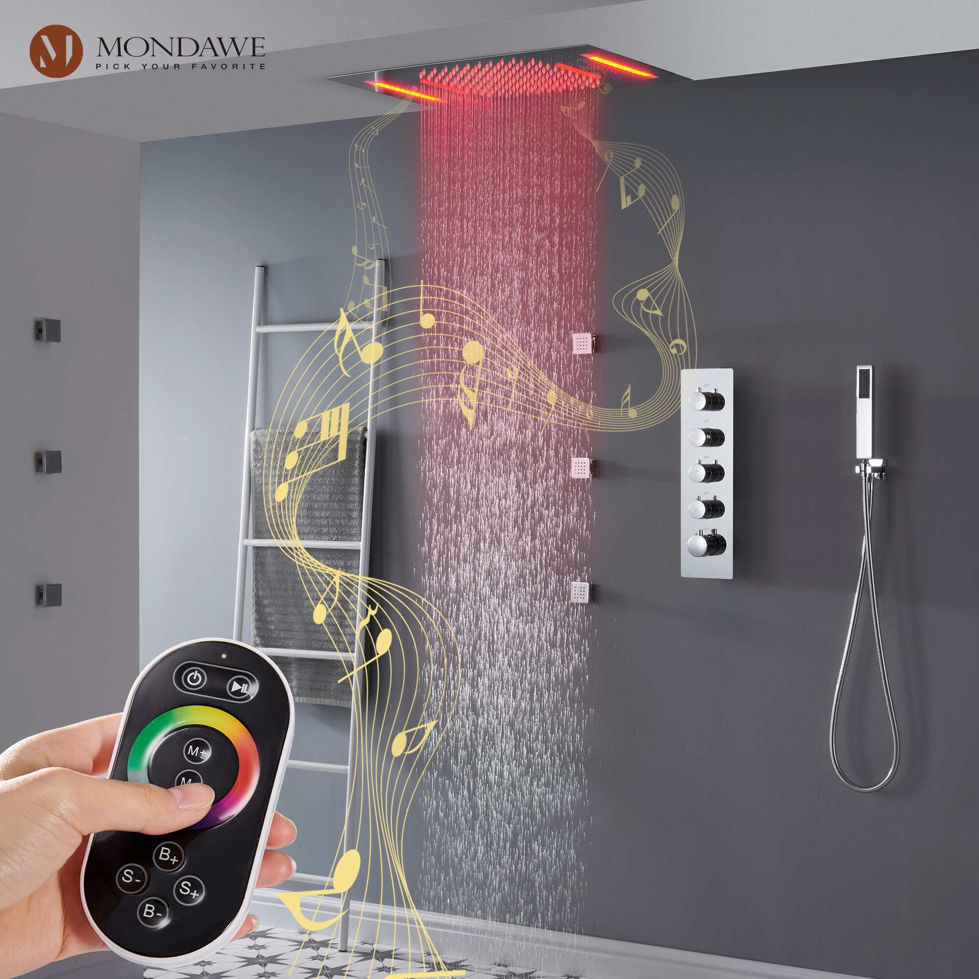 Mondawe WF6345-23CH Showerhead-Bar-Panels - View #8