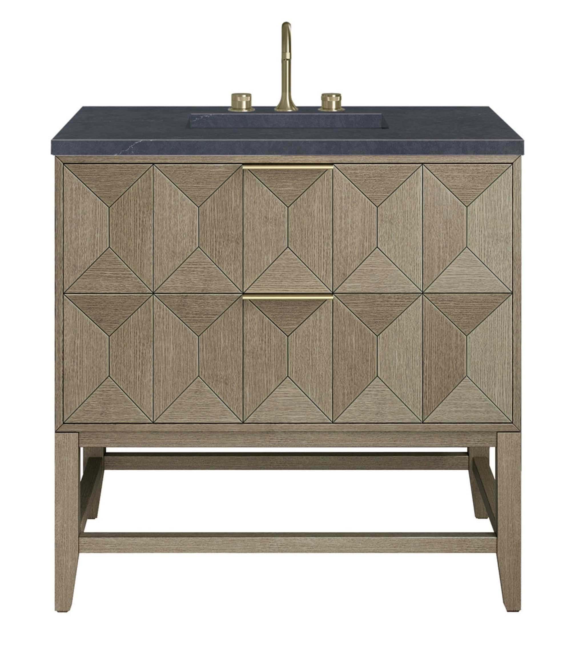 James Martin Vanities D100-V36-PBO-3CSP Emmeline 36-in Pebble Oak Undermount Single Sink Bathroom Vanity with Charcoal Soapstone Quartz Top