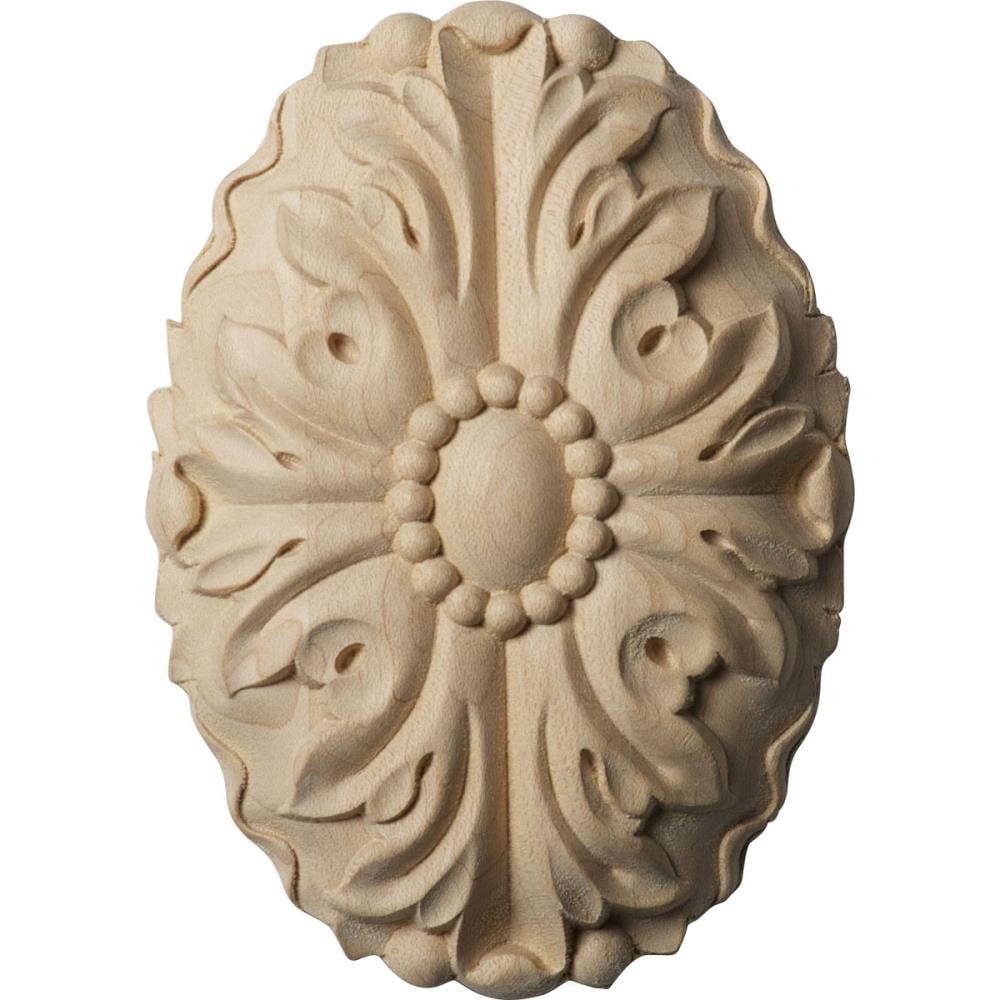 Ekena Millwork ROS05X07ASMA Ashford Oval 3.5-in x 4.875-in Oval Unfinished Maple Wood Rosette