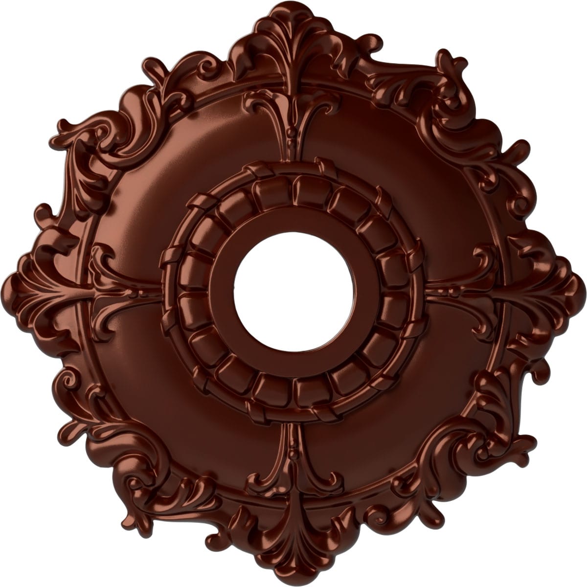 Ekena Millwork CM18RLACS Riley 18-in W x 18-in L Painted Antique Copper Polyurethane Whole Ceiling Medallion