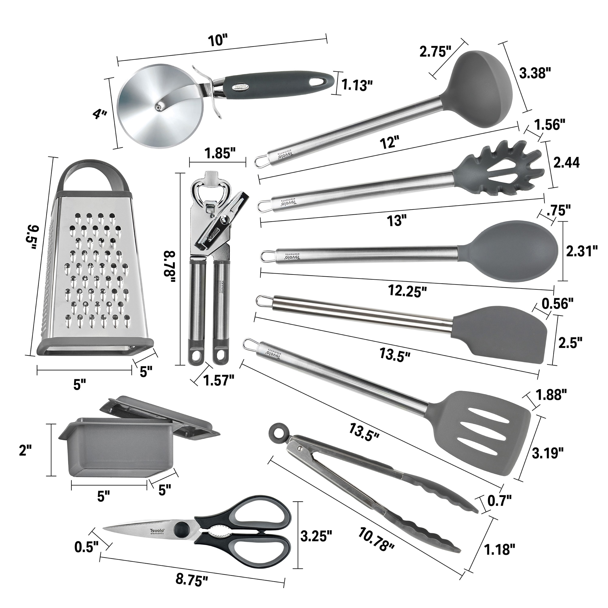 Tovolo 6-Piece Assorted Kitchen Utensil Set Oyster Gray