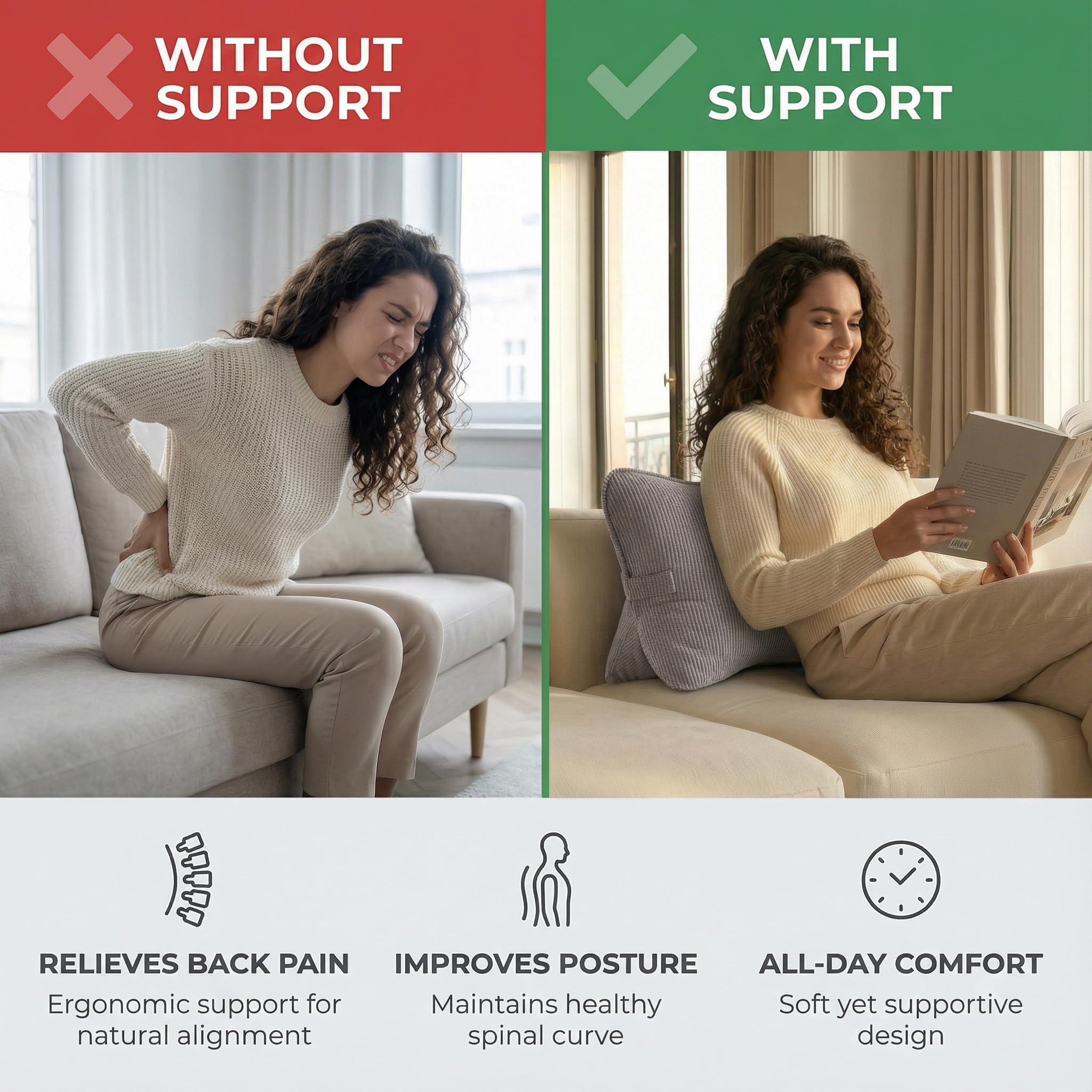 PIGFDK Light Gray Standard Corduroy Lumbar Support Triangle Pillow ...