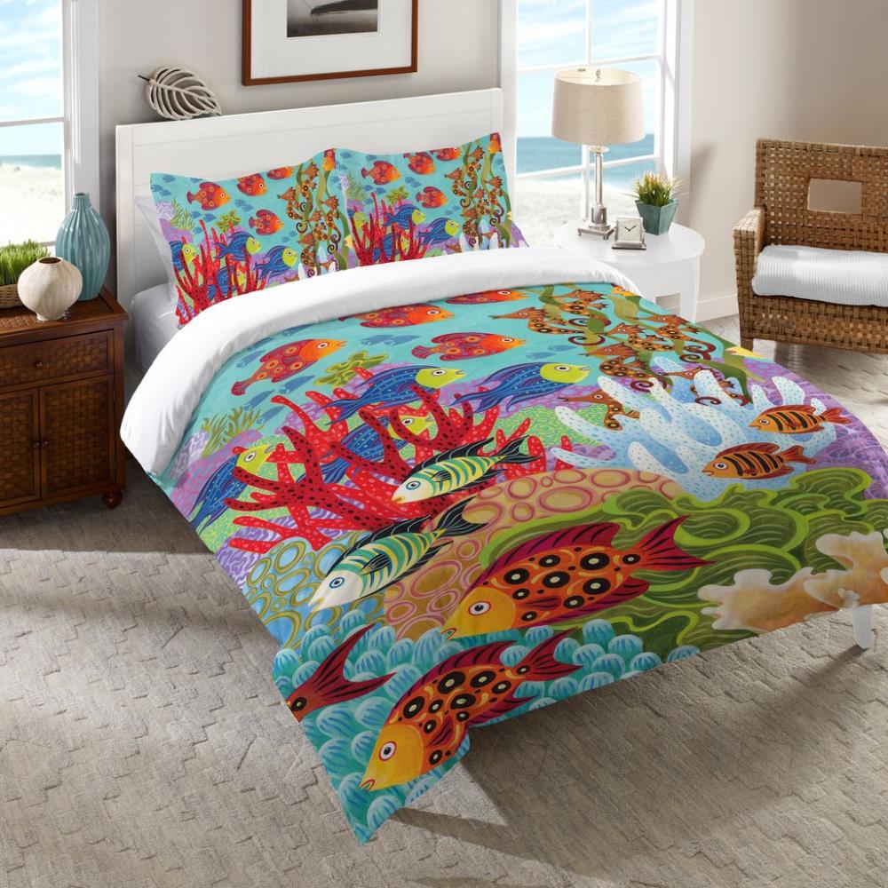 Laural Home Fish in the Hood Multi-colored Multi Full/Queen Comforter  Cotton with (Fill) in the Comforters & Bedspreads department at