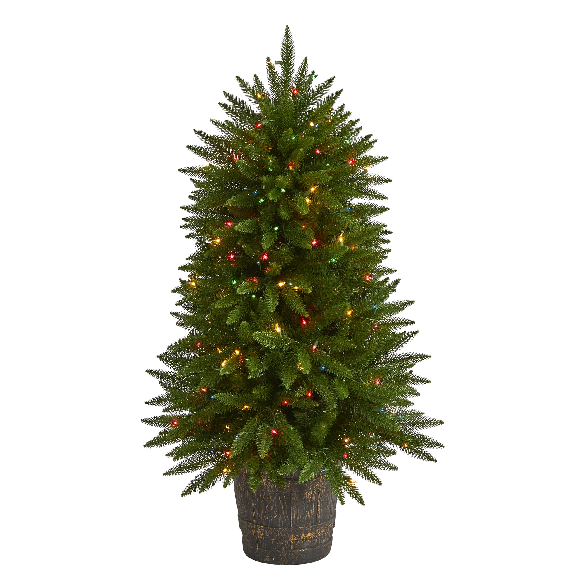Nearly Natural T1563 5-Feet Douglas fir Pre-lit Slim Artificial Christmas Tree with Multicolor Incandescent Lights