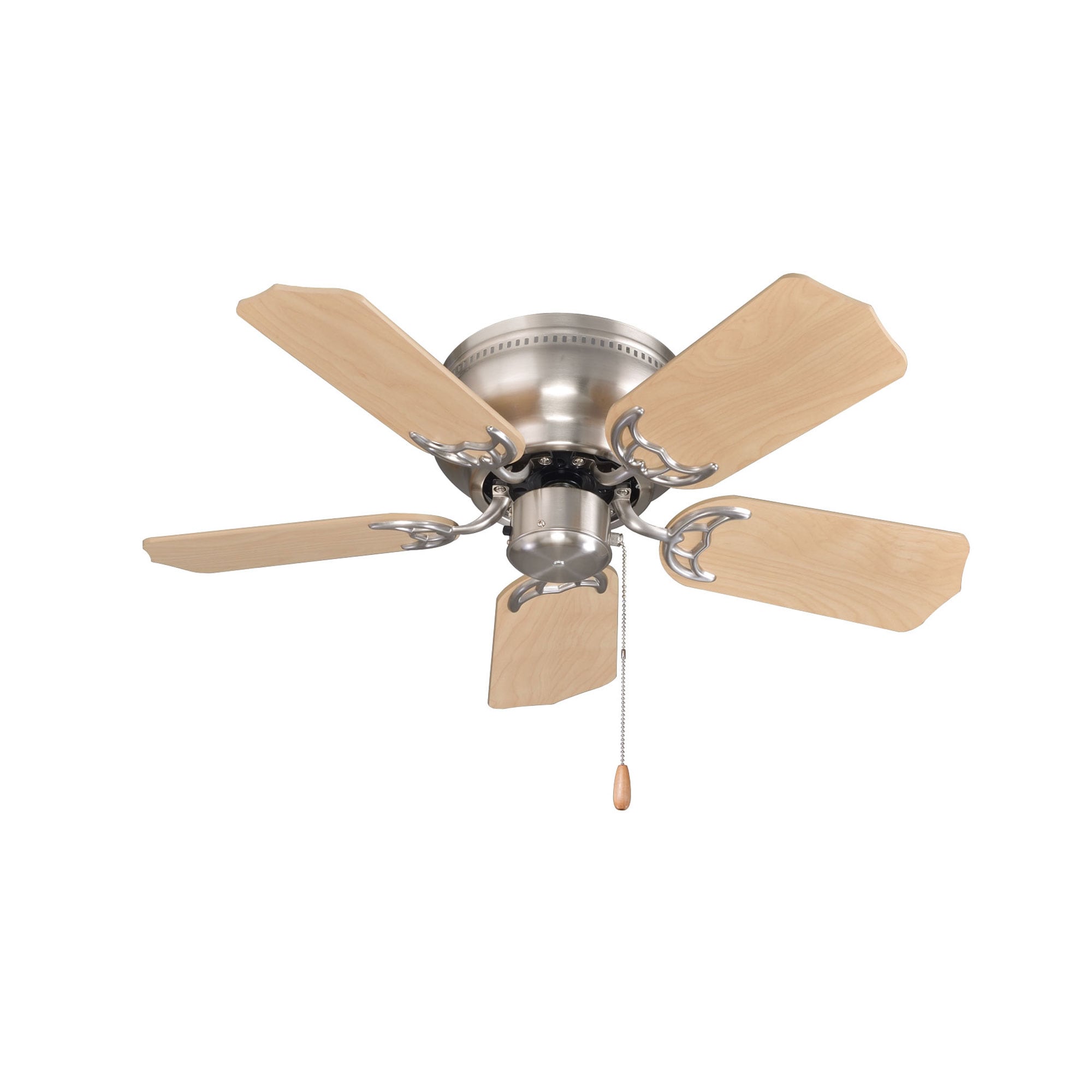 Royal Pacific 1064-1BN-NM Royal Knight 30 Flush Mount Brushed Nickel with Natural Maple Blades Ceiling Fan Light Kit Compatible ( 5 -Blade )