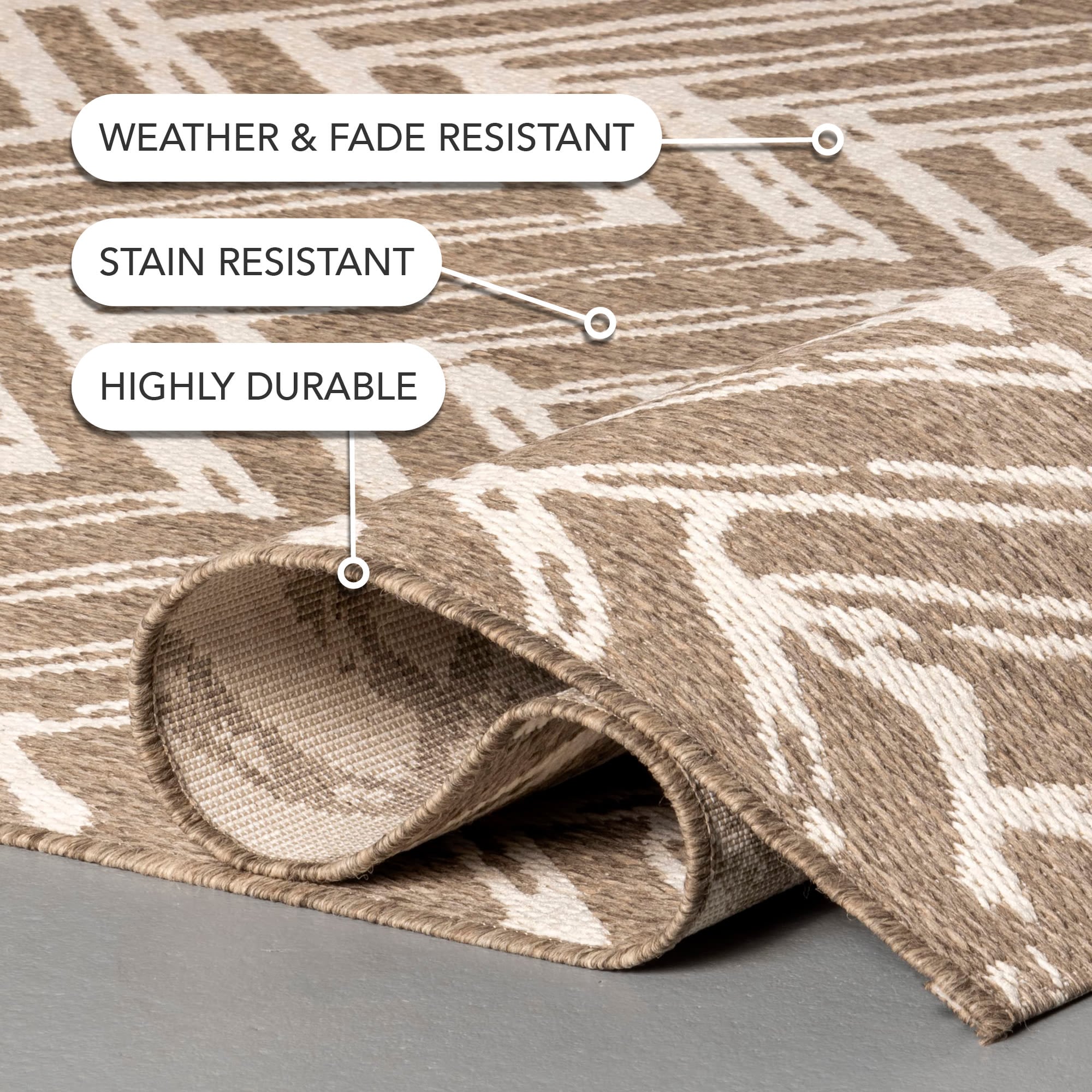 Macklin Brown Herringbone Synthetic Indoor/Outdoor Area Rug