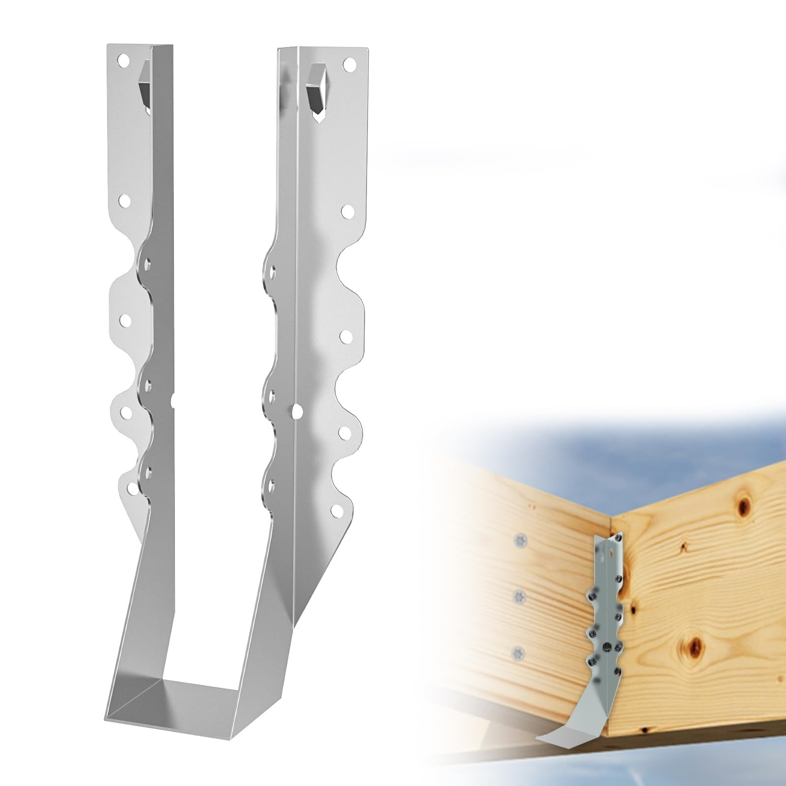 Phyfalip 25 pcs 2x10 Joist Hanger 20 gauge galvanized steel face mount deck and floor support bracket for wood rafters and ceiling joists #LPF0502Z49