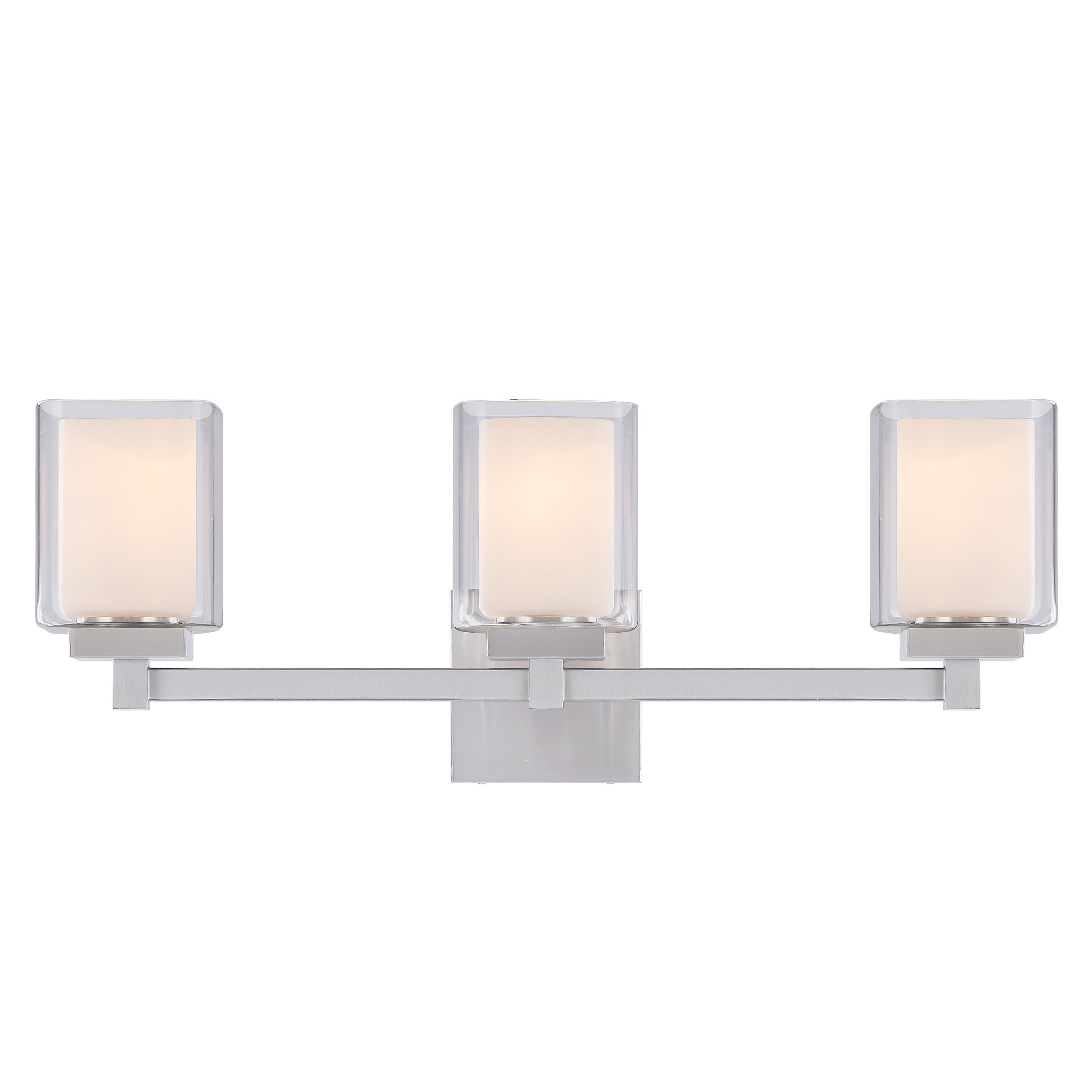 Satin Nickel 24" Vanity Light with Clear Glass Shades