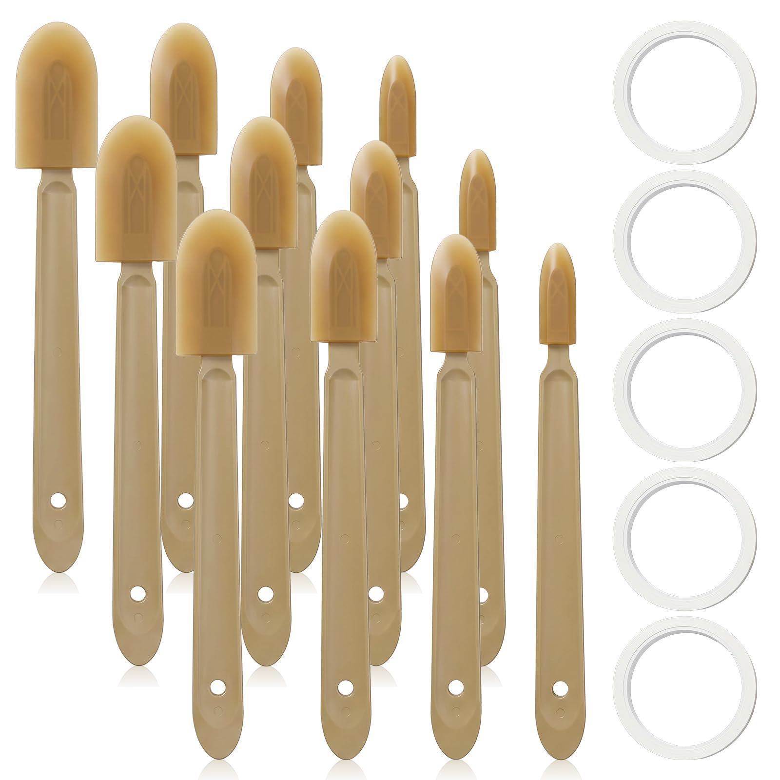Phyfalip  17 Piece Rubber Caulking Spatulas Tool Kit with Four Sizes Silicone Caulk Finishing Tools and Five Masking Tapes for Floor Tile Wall
