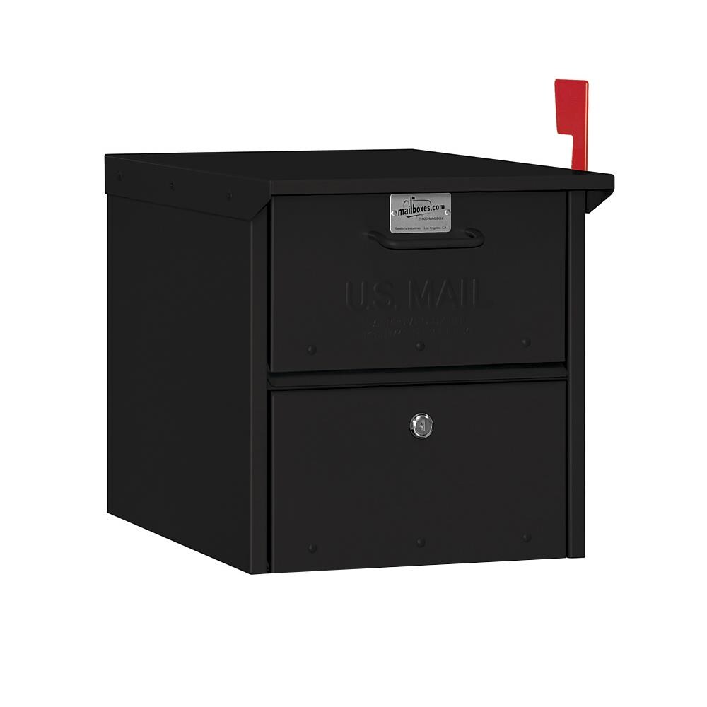 SALSBURY INDUSTRIES 4325BLK Post Mount Black Metal Extra Large Lockable Mailbox
