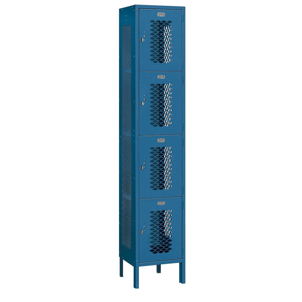 SALSBURY INDUSTRIES 84165BL-A 15-in Wide Four Tier Vented Metal Locker- 1 Wide- 6 -ft High- 15 -in Deep- Blue- Assembled