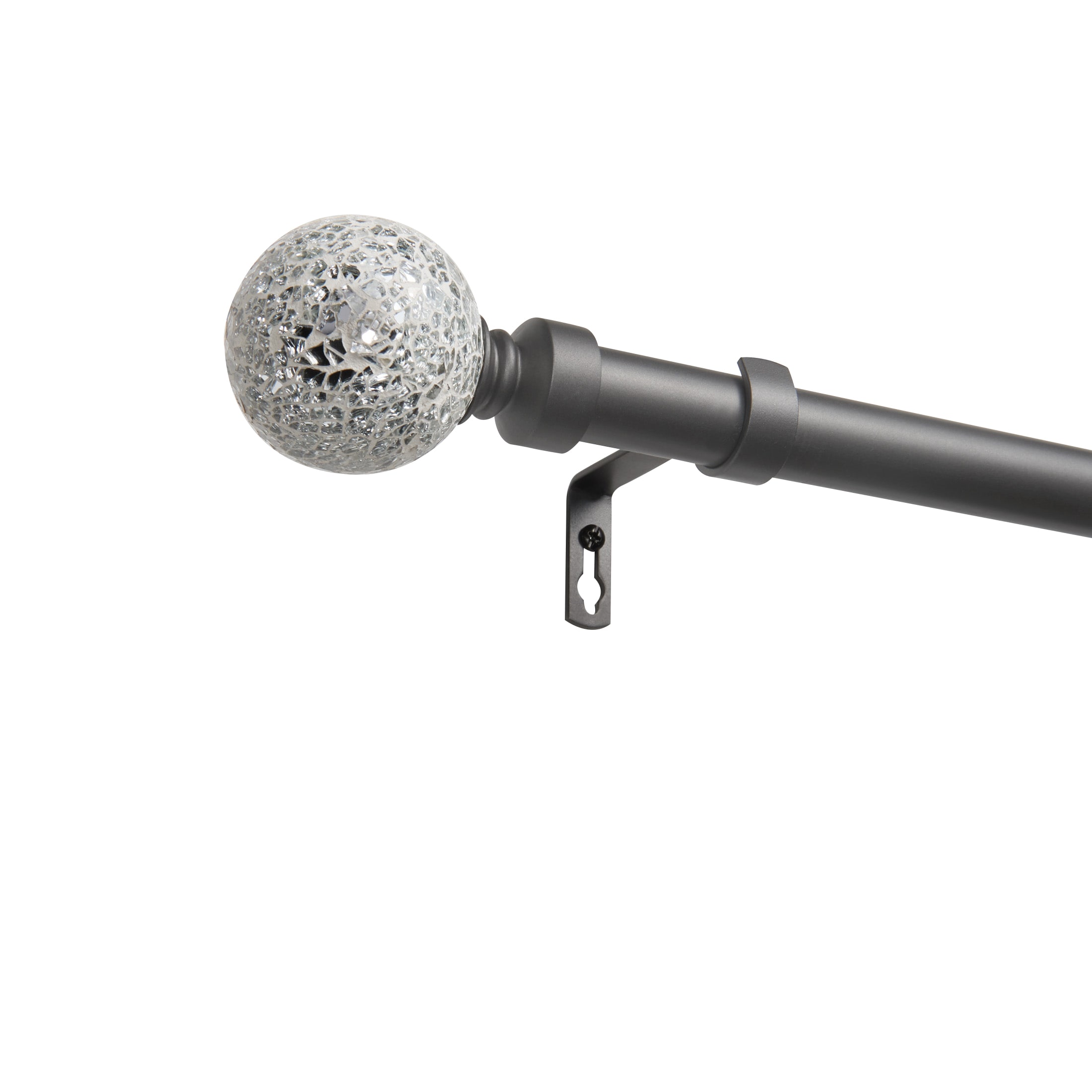 Exclusive Home ER1002-02 66120 White Mosaic 66-in to 120-in Gunmetal Iron Single curtain rod with Finials