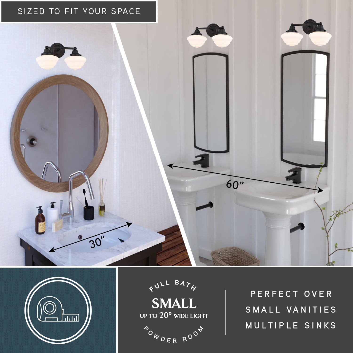 Cascadia Eastgate 15-in 2 Light Matte Black Traditional Bathroom Vanity ...