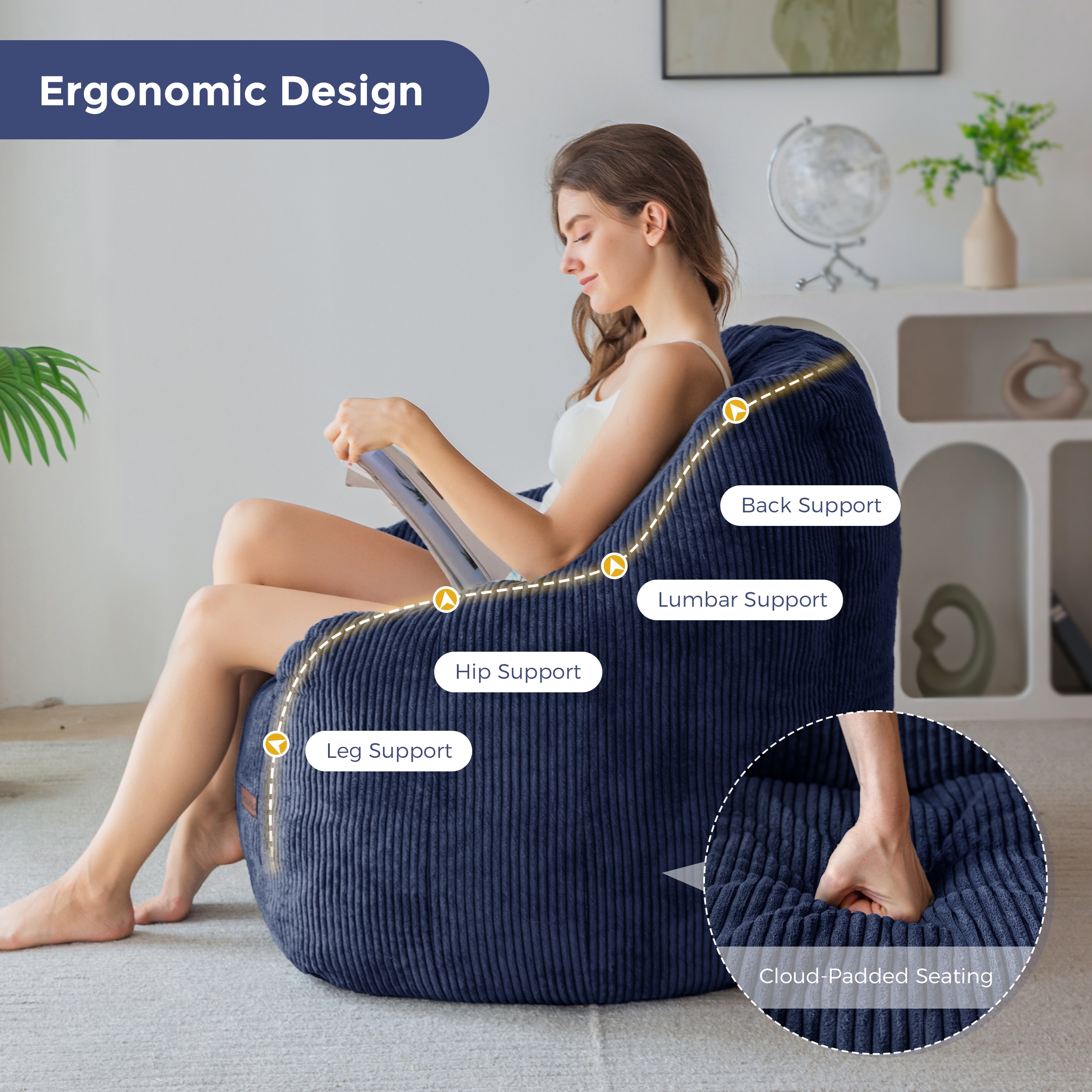 MAXYOYO B-BBS-A05-GR-6FT Bean-Bag-Chairs - View #5