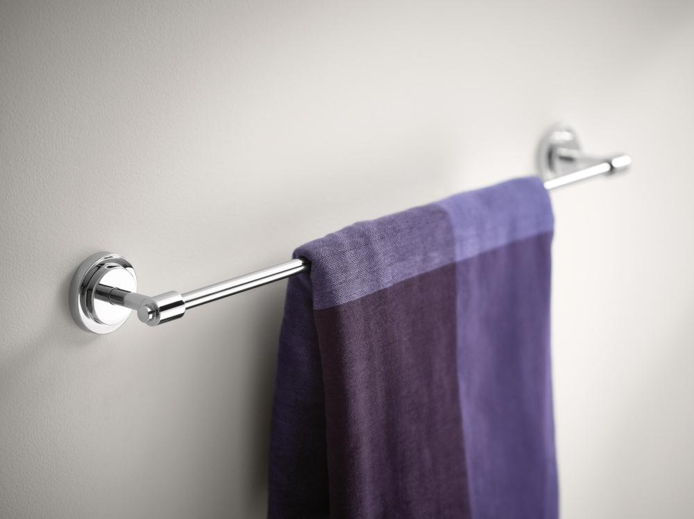 Moen Iso 24-in Chrome Wall Mount Single Towel Bar DN0724CH at Lowes.com