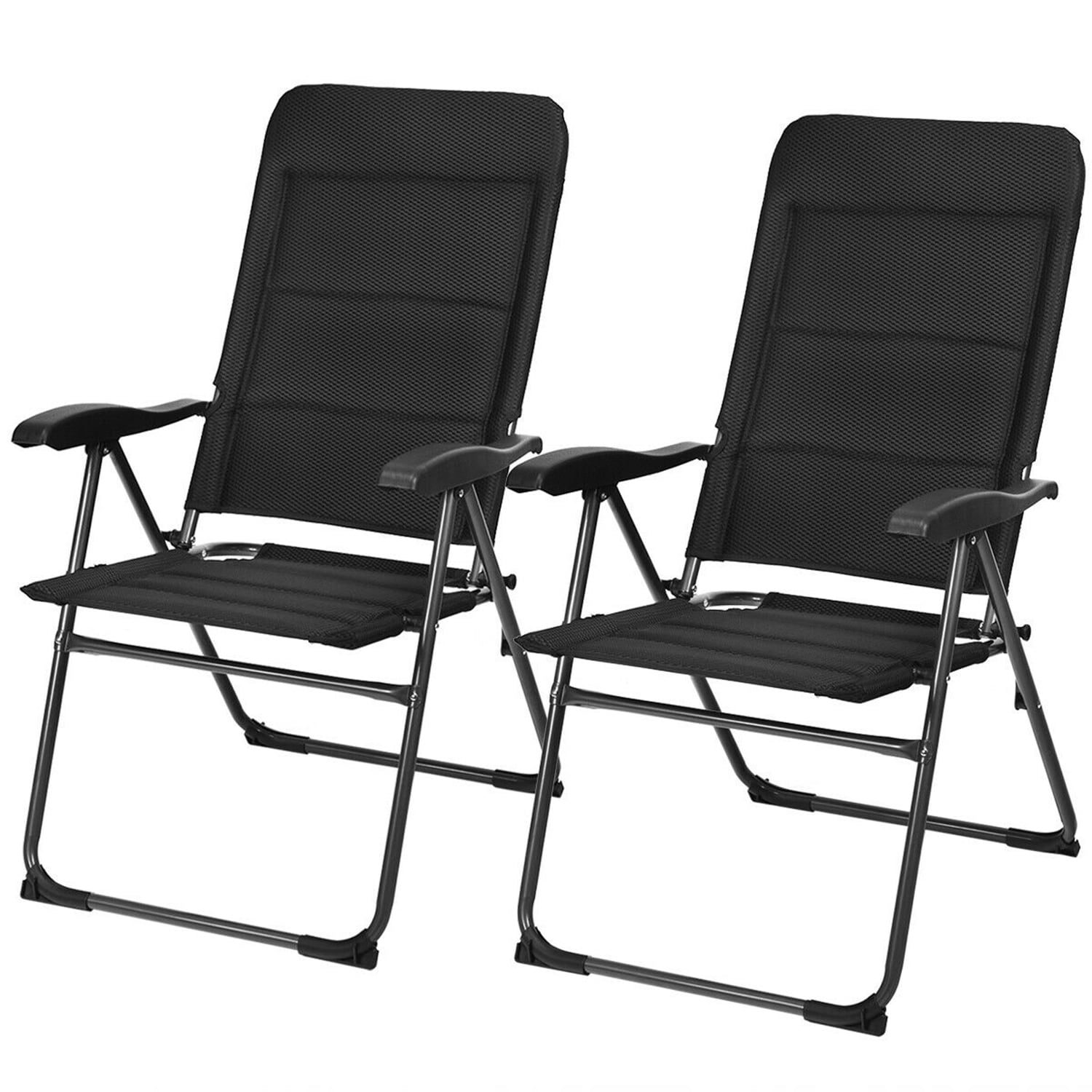 WELLFOR DOJ70271BK-2 Set of 2 Black Steel Frame Stationary Balcony Chair with Black Cushioned Seat