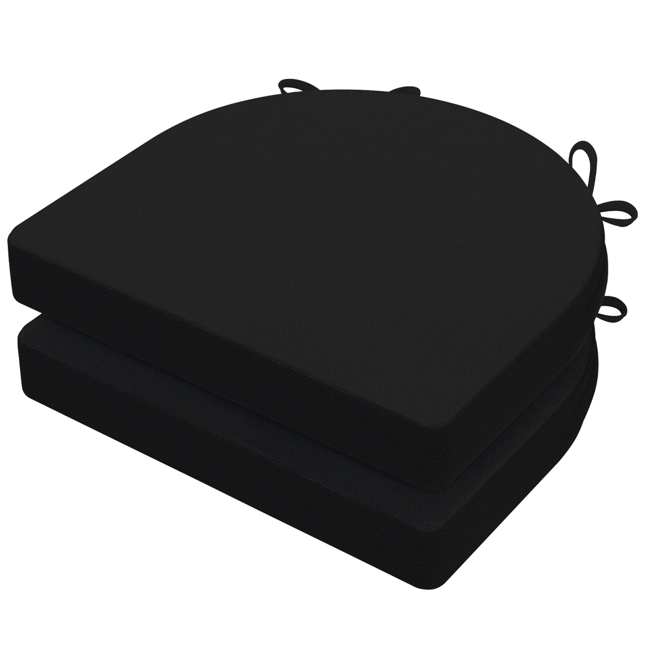 AAAAAcessories LS-DCCLU-HEI-2P Black Solid Chair Cushion