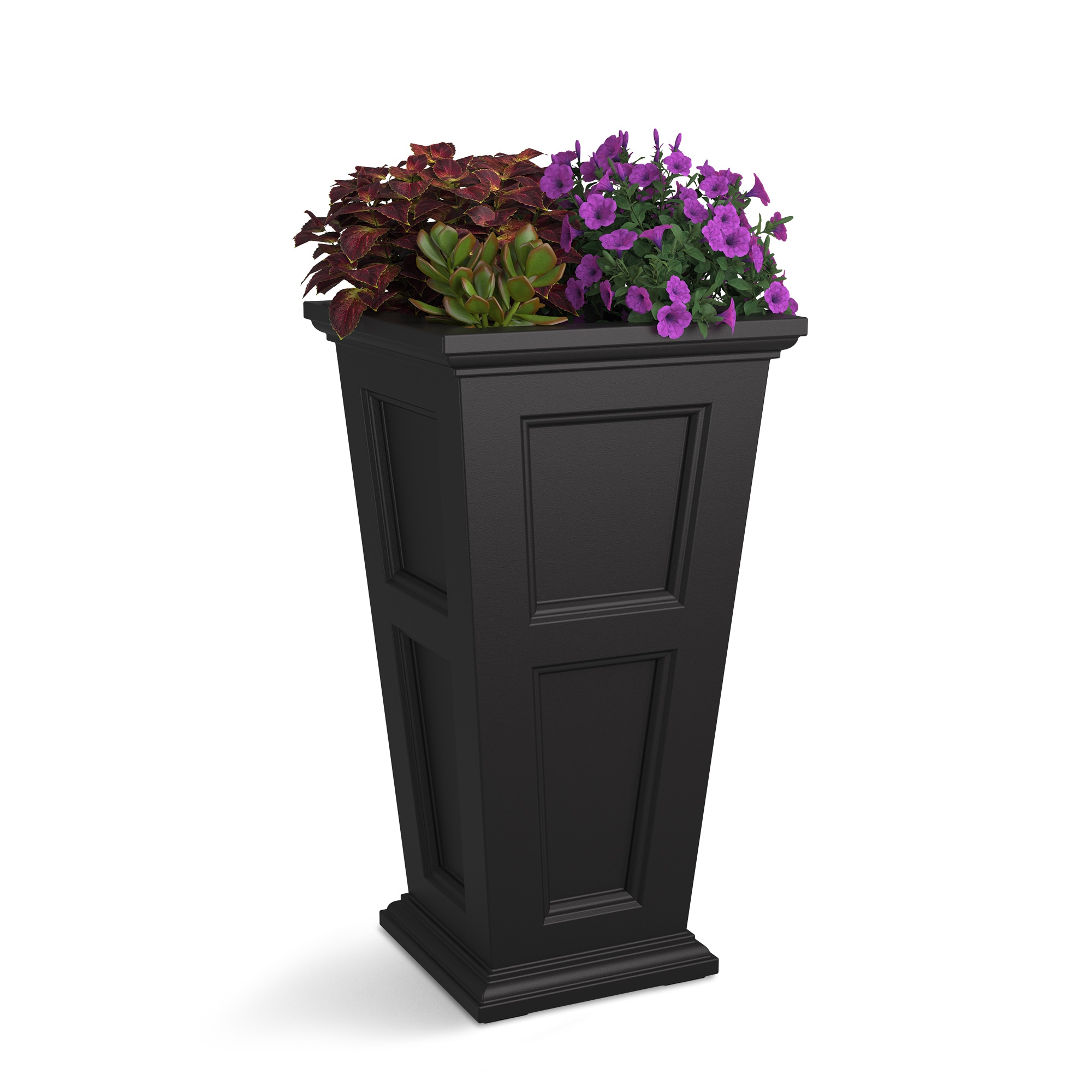 Mayne 8806-B Square 18.6-in W x 34-in H x 16.3-in D Black Plastic Indoor/Outdoor with Self Watering Planter