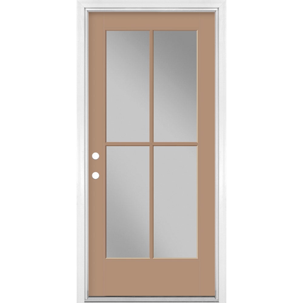 Masonite 1524138 36-in x 80-in x 4-9/16-in Fiberglass Full lite Left-hand inswing Warm Wheat Painted Prehung Front Door with Brickmould Insulating core