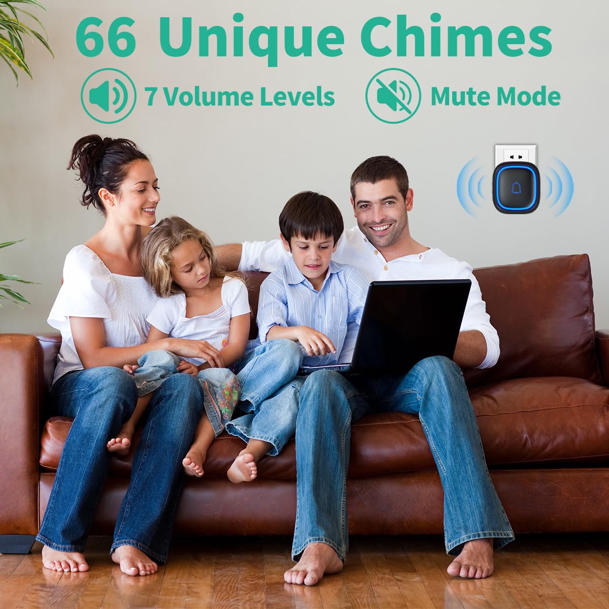 Justincity Wireless Doorbell IP66 Waterproof Dustproof 66 Chimes Loud ...