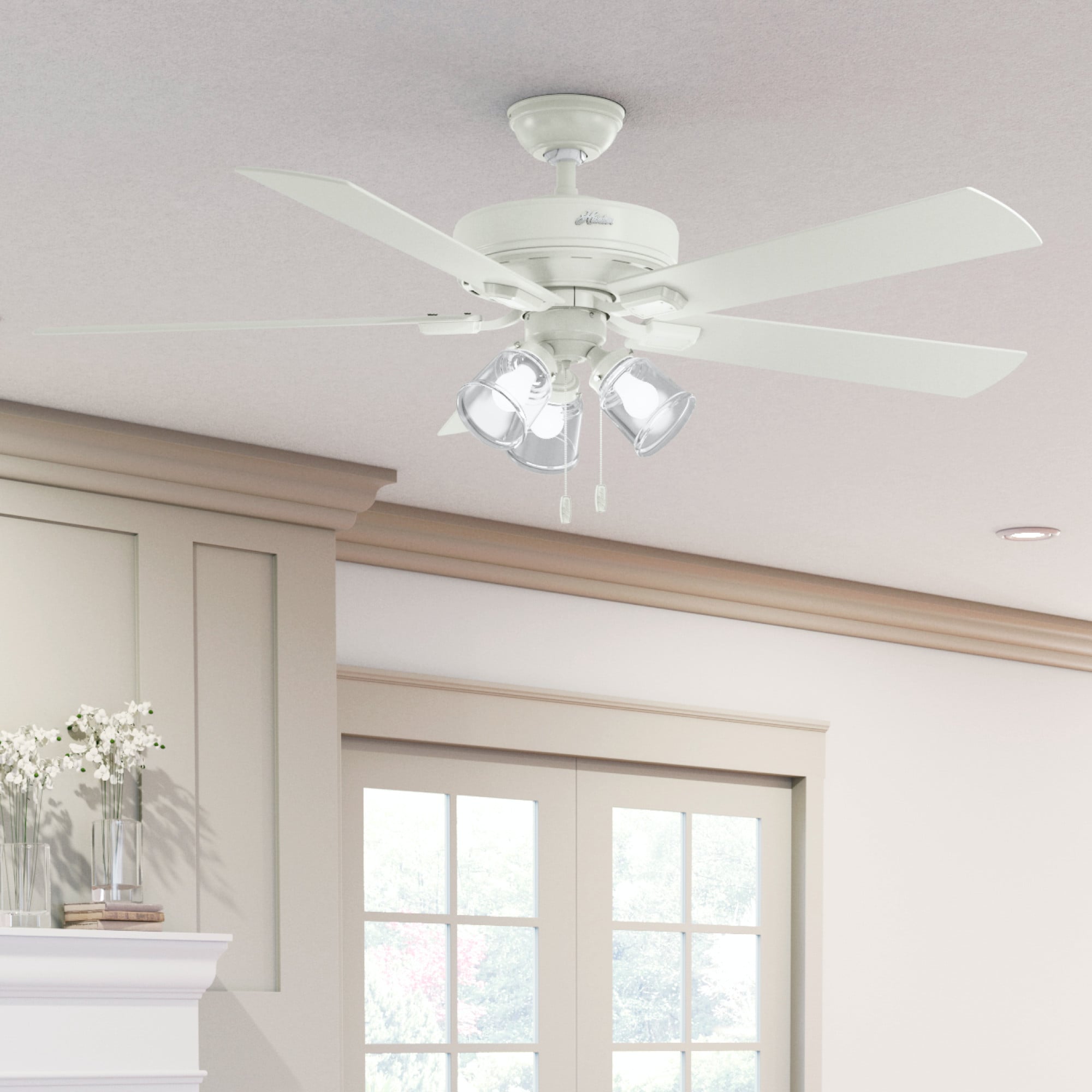 Hunter Crestfield 60-in Fresh White LED Indoor Ceiling Fan with Light ...