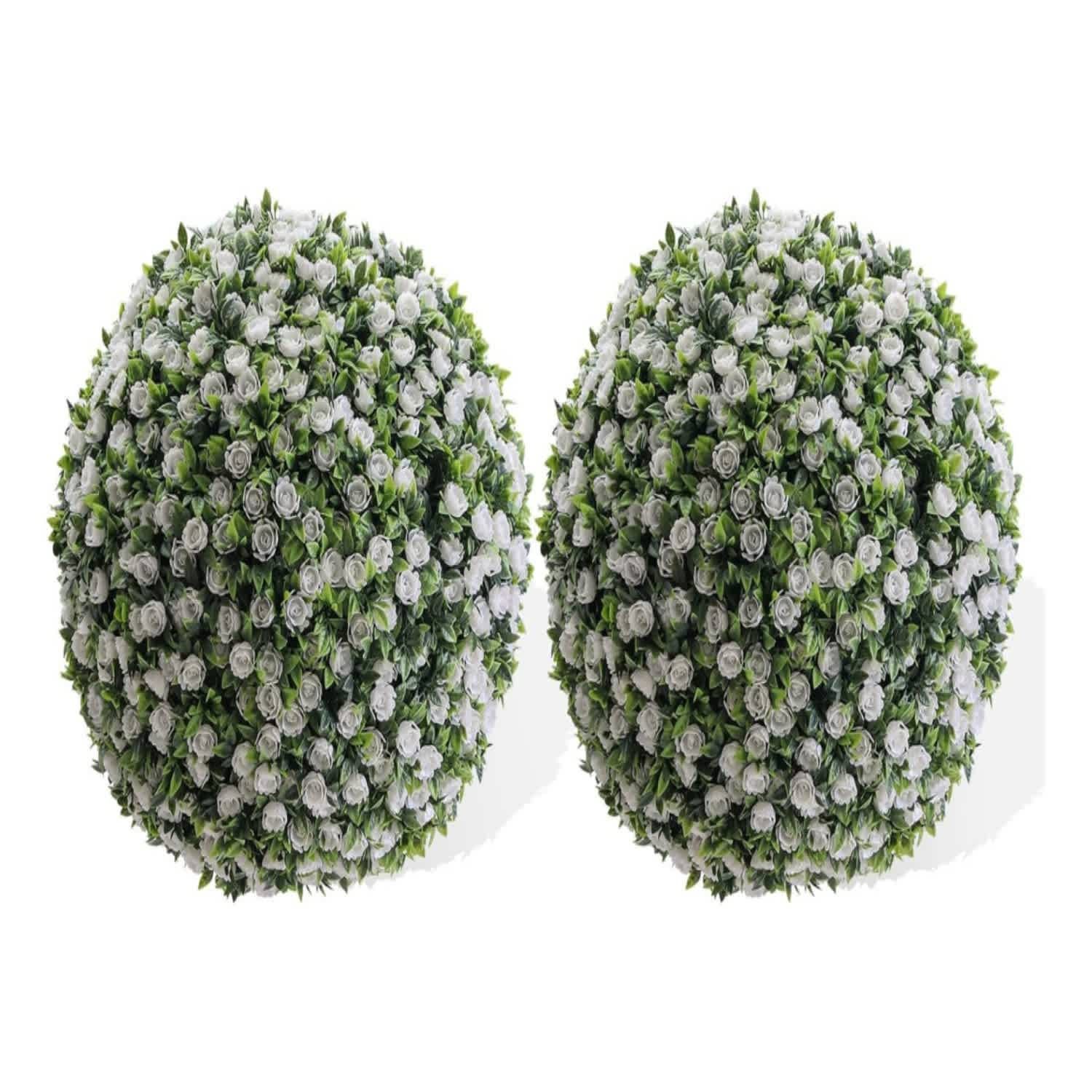 Qeetex LSHQQPHO-348NTK38 2PCS 17.7 Inch Simulated Rose BouquetWith Hanging Chain And Cable Tie White