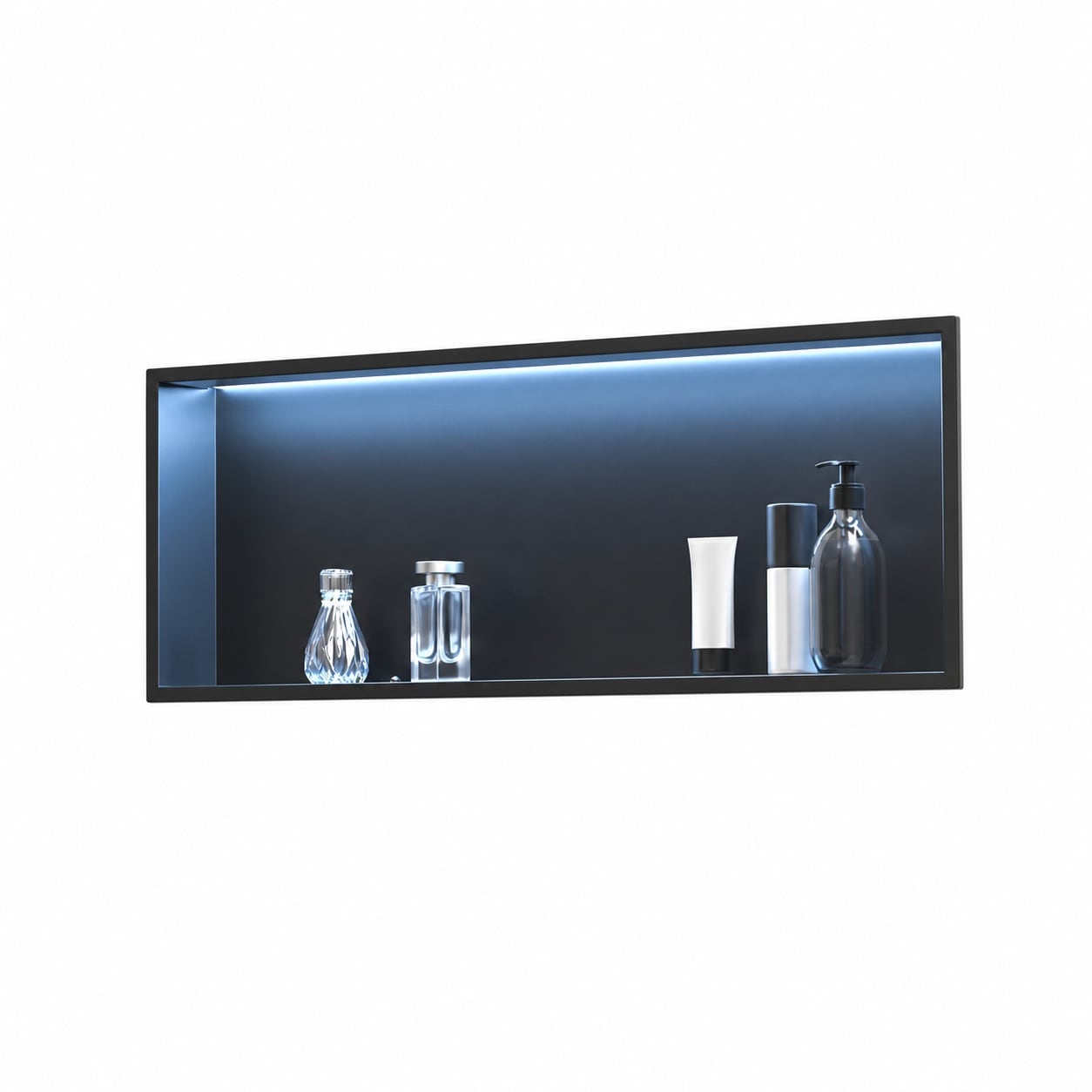 Aoibox  12 in x 36 in Matte Black Stainless Steel Recessed Shower Niche with RGB LED Lighting and Remote Control