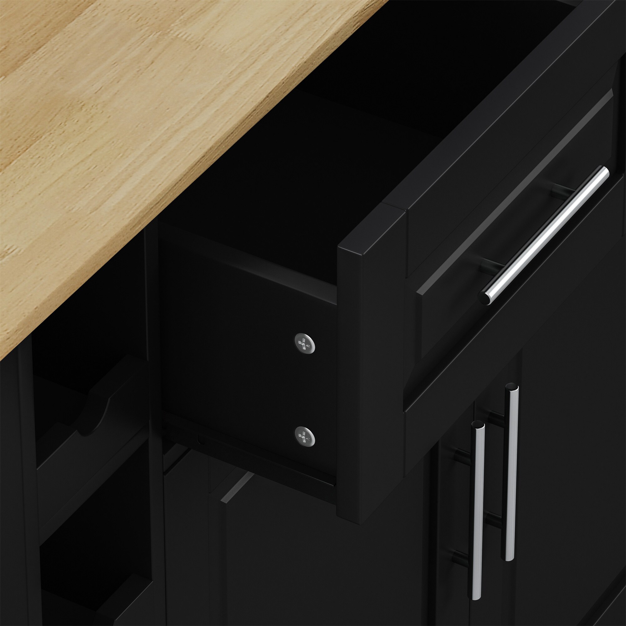 BABOOM White Mdf Base with Wood Top Rolling Kitchen Island (29.92-in x 46.46-in x 35.83-in)