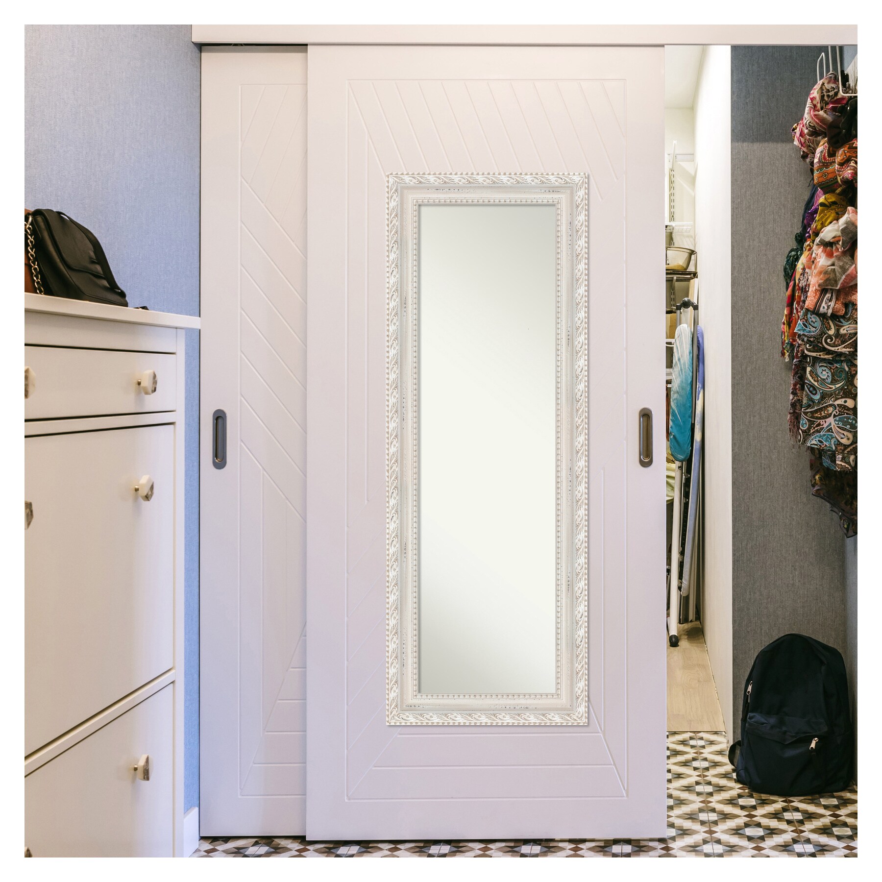 20"x54" Non-Beveled Opera Wood Door Mirror, Wall-Mountable - Amanti Art