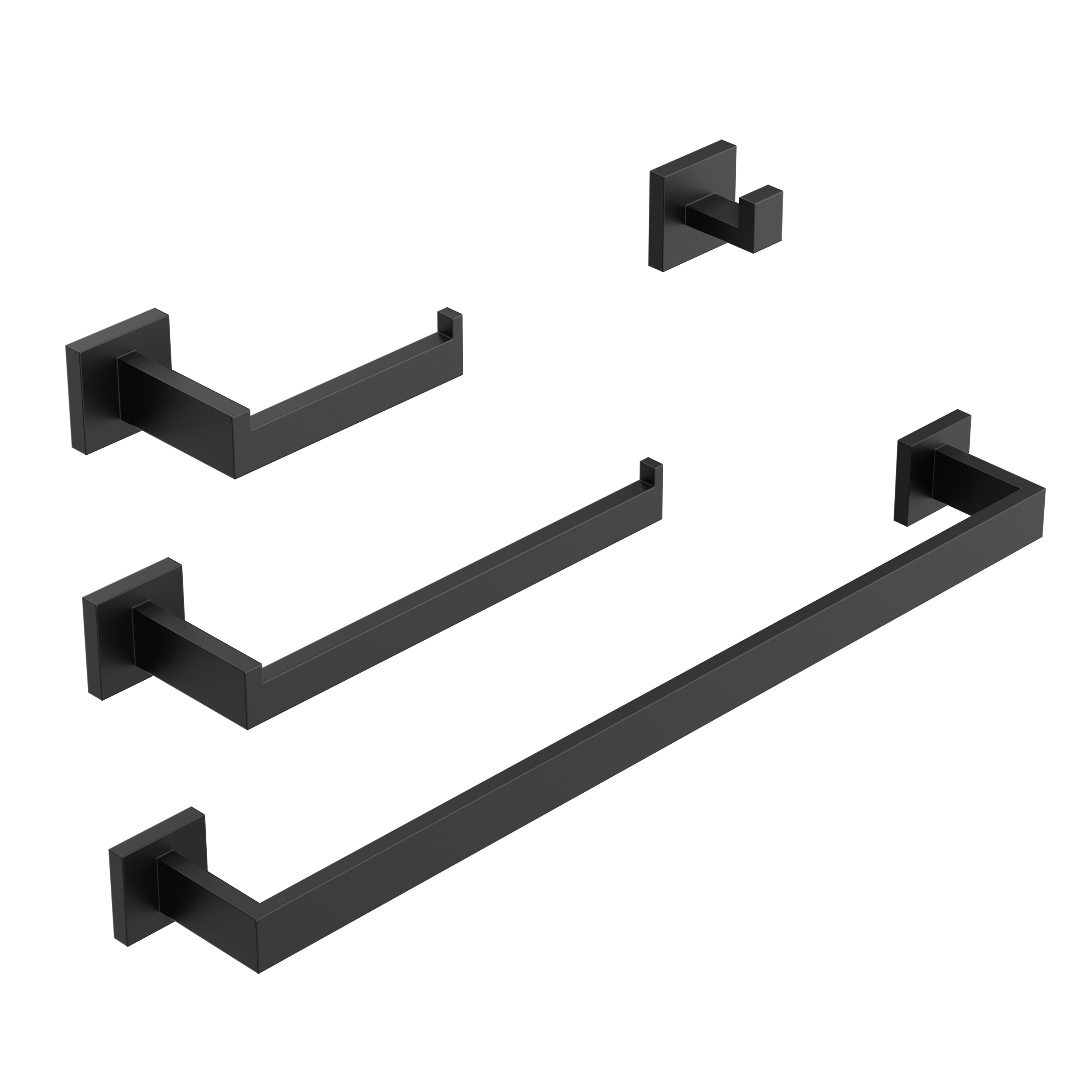 Yuaris - 5-Piece Bathroom Hardware Set Decorative Square Towel Bar Toilet Paper Holder Robe Hook ...