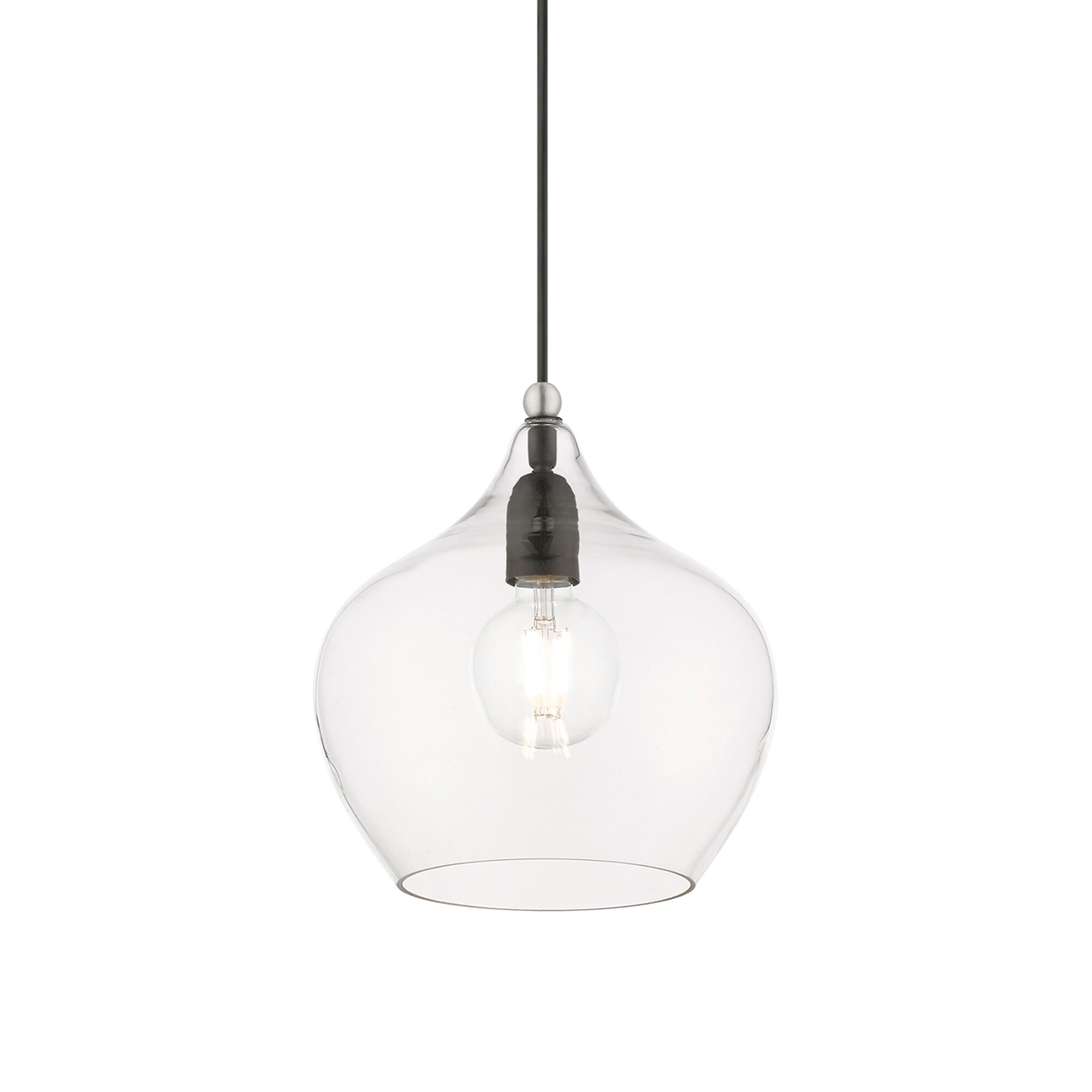 Aldrich Black and Brushed Nickel Glass Pendant Light