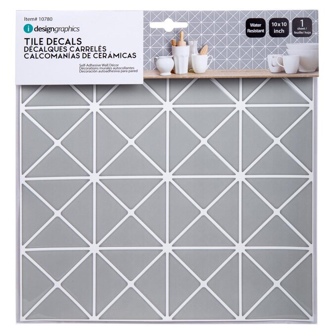 Truu Design Self Adhesive L And Stick Geometric Wall Tiles 10 X In Grey 6 The Decals Department At Com - Stick And Go Self Adhesive Wall Tiles Review