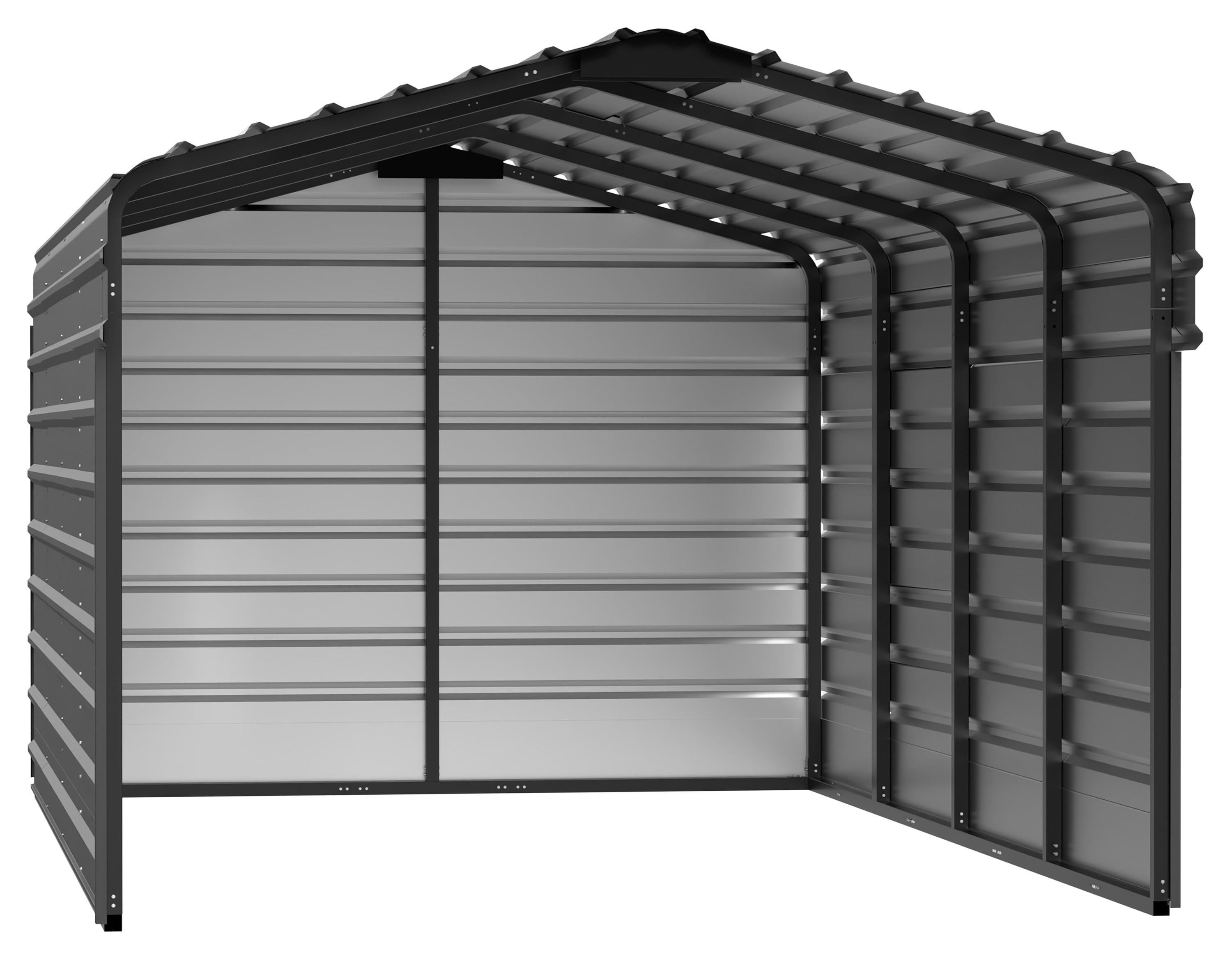 Arrow CPHC102007ECL3 10-ft W x 20-ft L x 7-ft H Charcoal with 3 Wall Kits Metal Carport with Metal Roof
