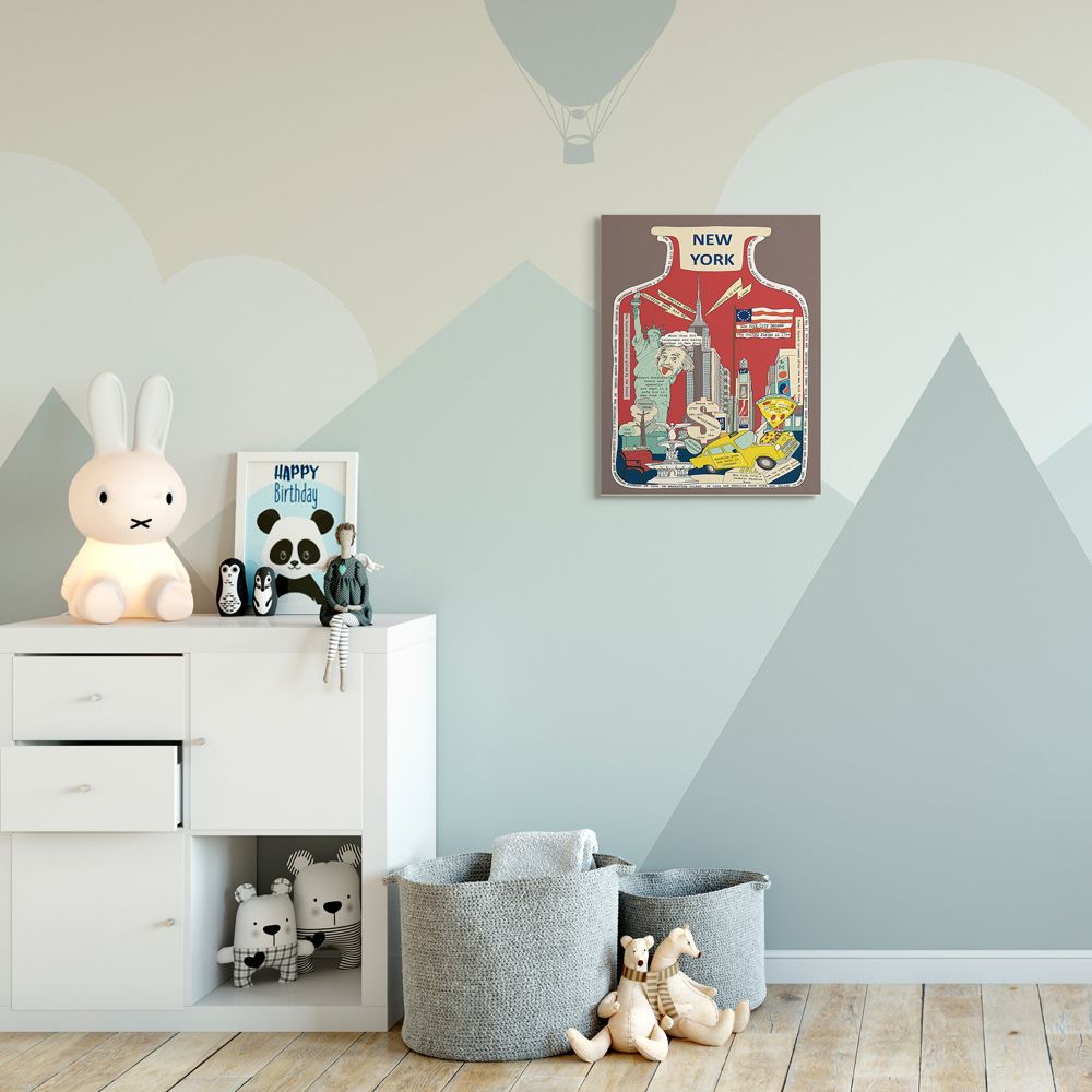 Vintage New York City Fun Facts Canvas Wall Art for Kids