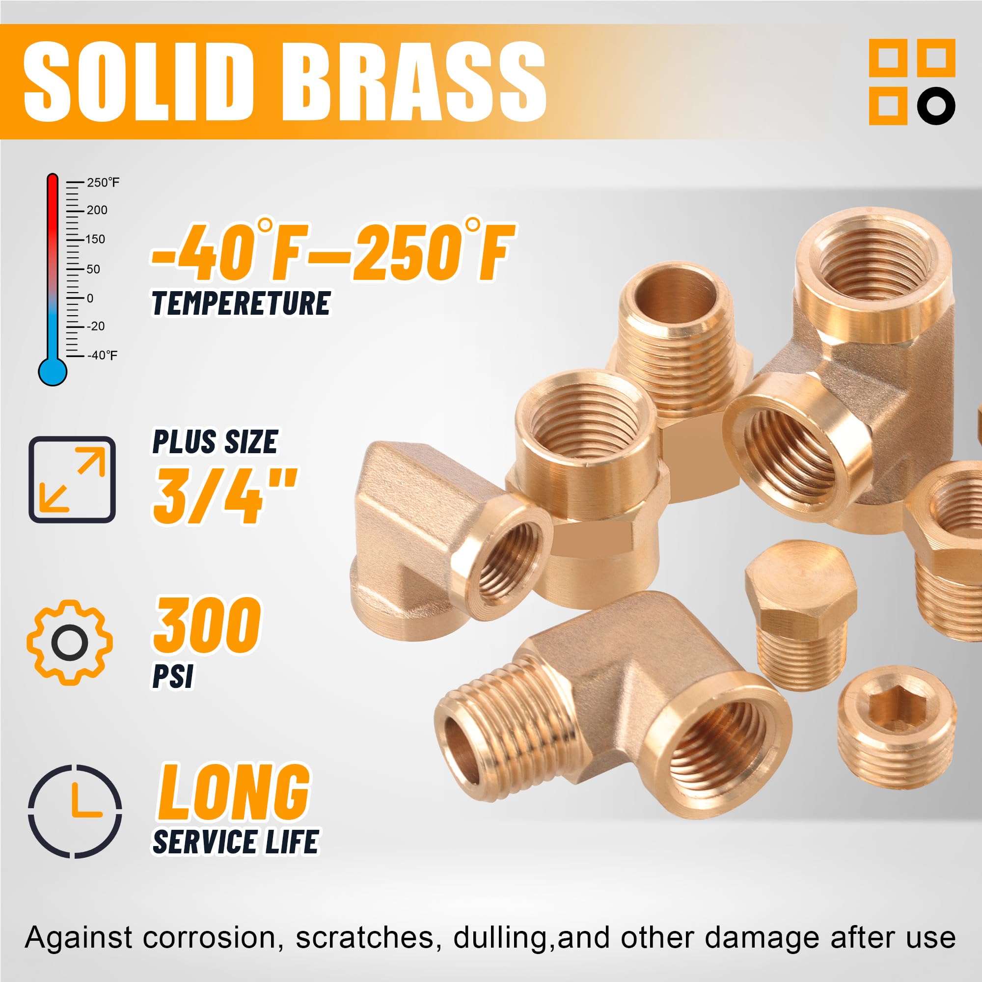 AKSCYZM Brass Pipe Fittings Assortment Kit 262 Pieces with Multiple ...