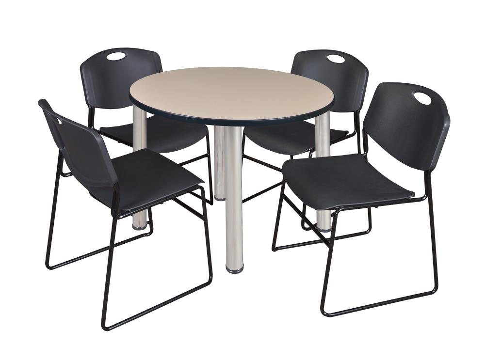 Regency TB36RNDBEBPCM44BK Breakroom Off-white 4-Person Training Table (36-in W x 29-in H)