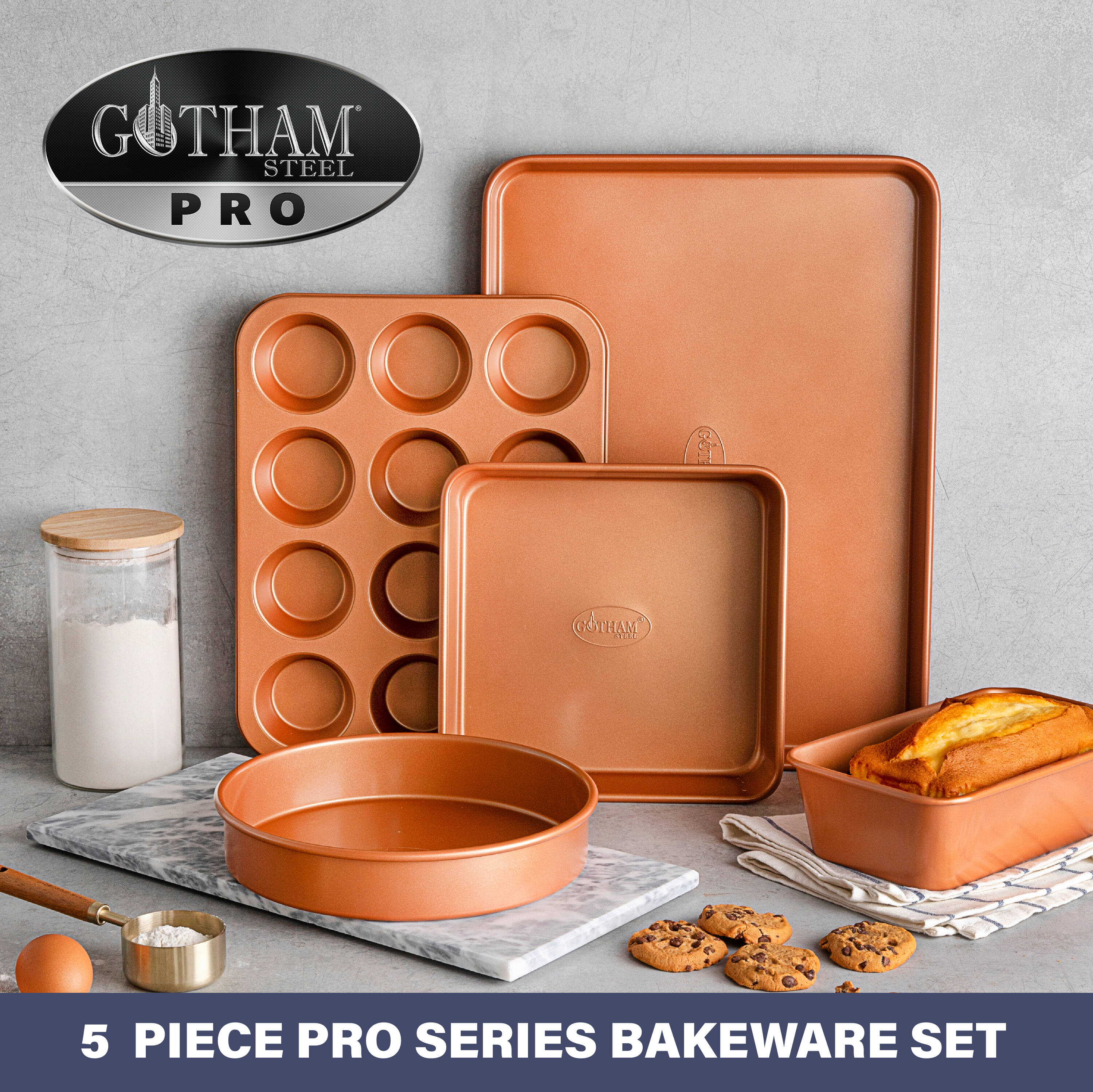 Gotham Steel Space-Saving Gray Steel Bakeware Set - Stackable and Nestable  Design, Ultra Non-Stick Coating, Dishwasher Safe, Oven Safe in the Bakeware  department at