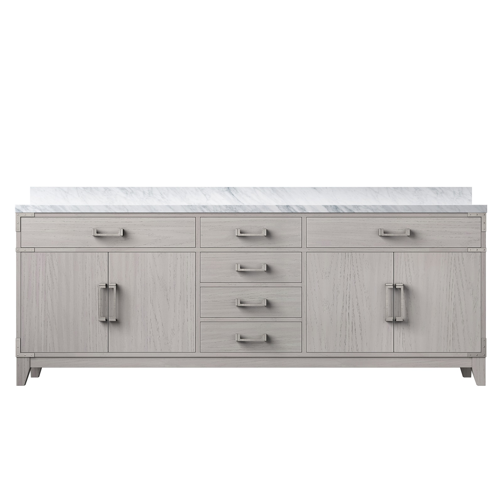 Lexora LVW84DM100 Wilton 84-in White Oak Undermount Double Sink Bathroom Vanity with White Carrara Marble Top