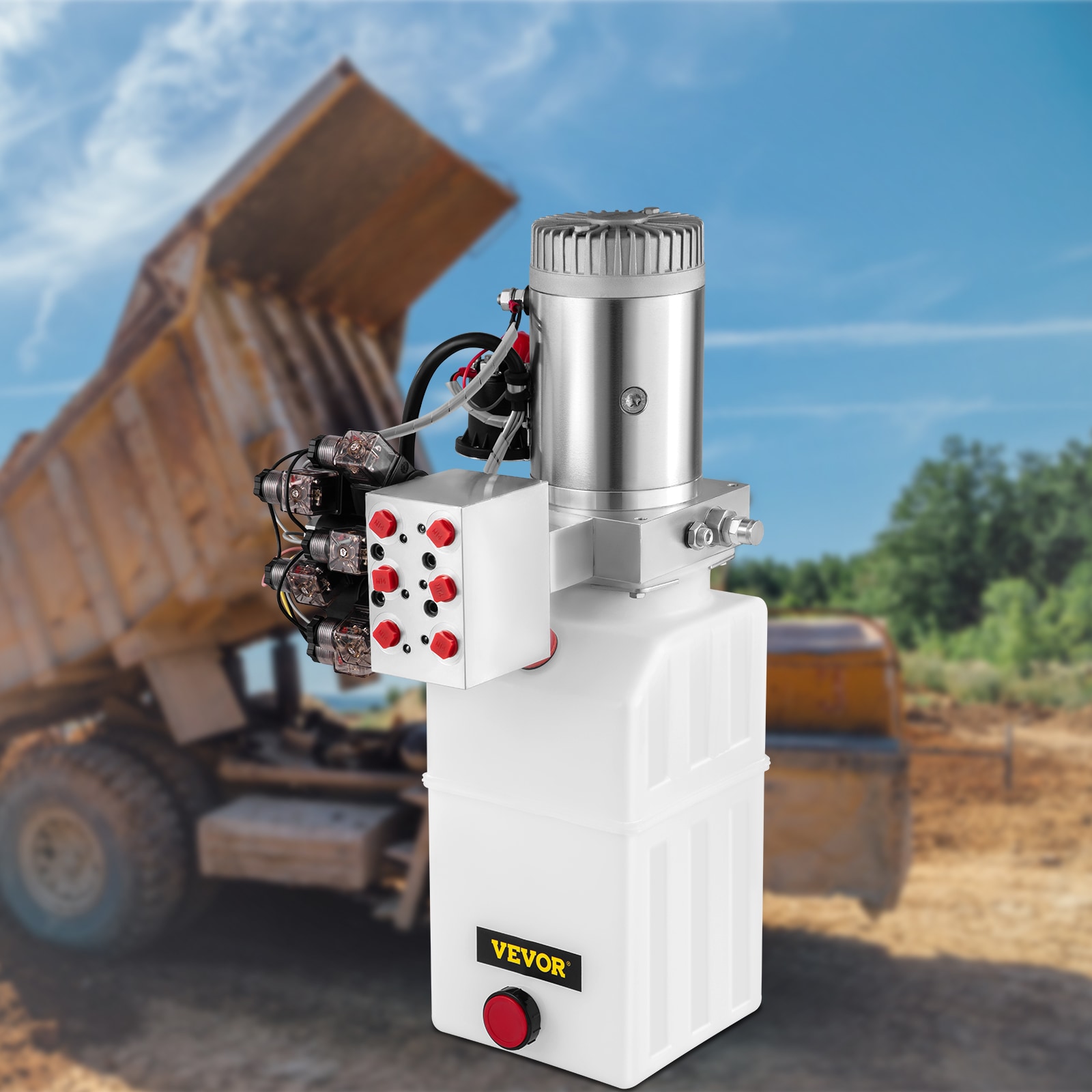 VEVOR Hydraulic Power Unit 6 Way 6 Quart Hydraulic Pump Double Acting Hydraulic Power Unit 12V Dc Dump Trailer Car Remote with Plastic Oil Reservoir (Plastic, Double Acting) CZYYB6LDDCFSZY001V0 Sansujyuku sansujyuku.com