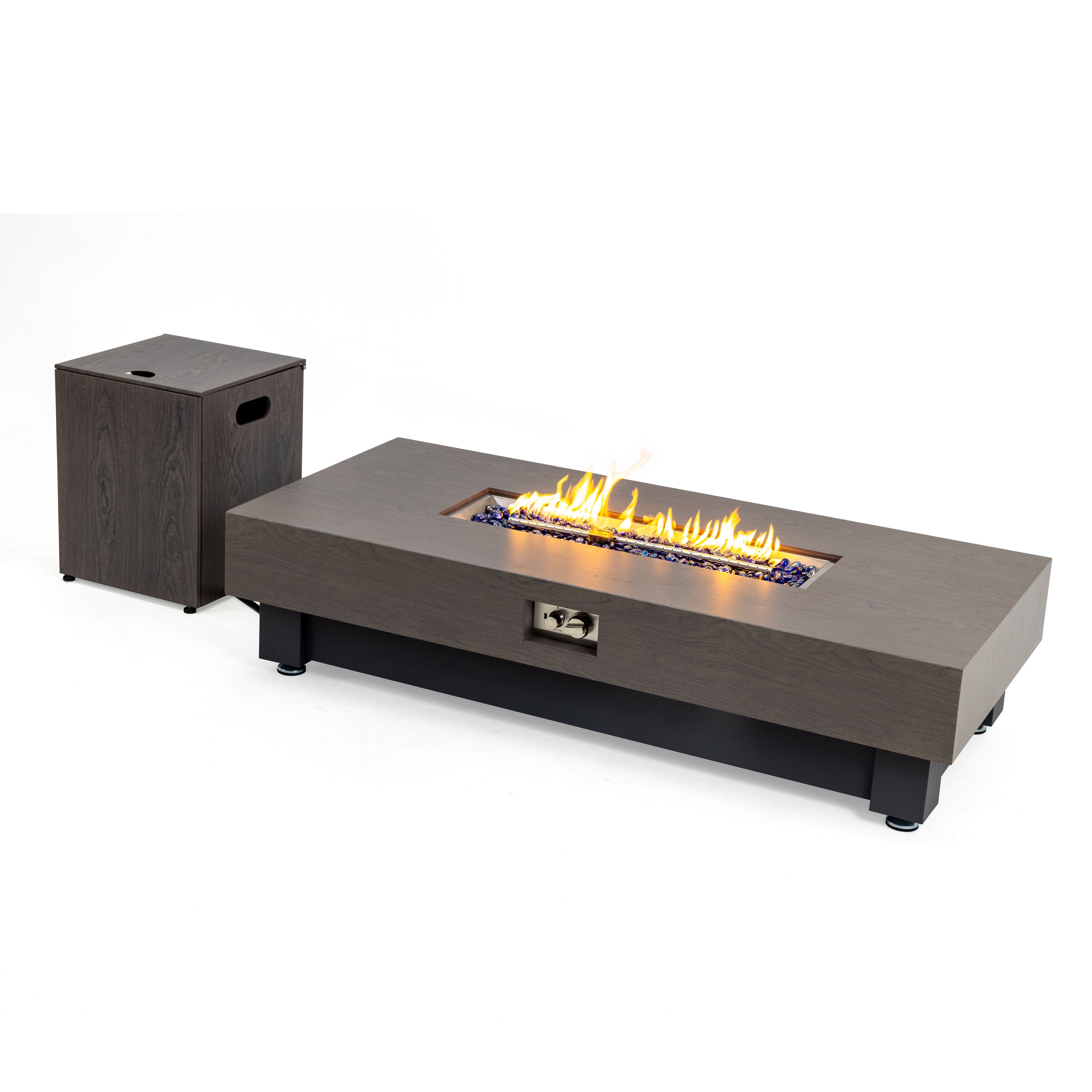 LOVMOR SF-WO-W3131P333699 60 inch FIRE PIT TABLE Wood Outdoor Gas Fire Pit Table with Rain Cover Rectangular Heater for Patio Backyard Deck