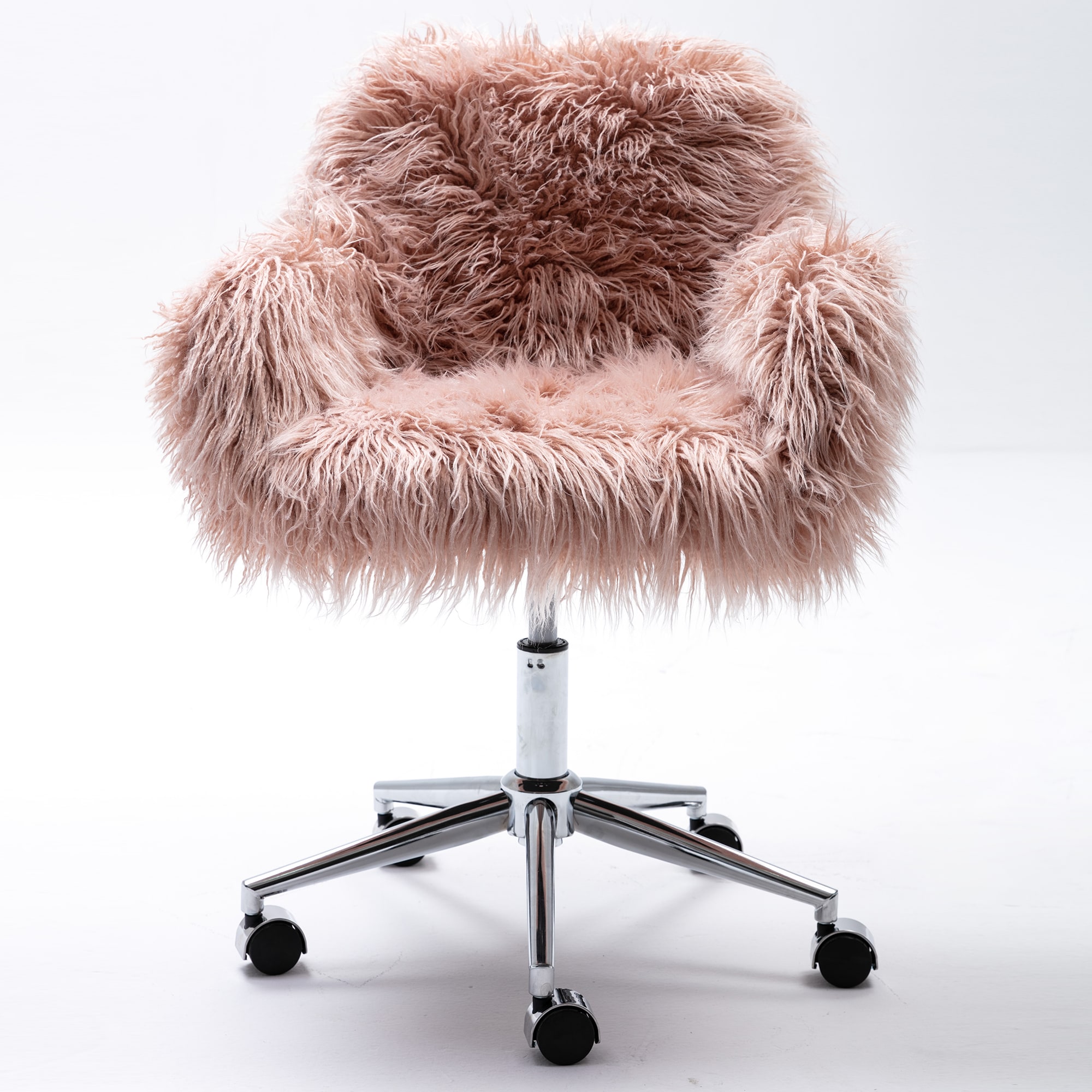 CASAINC Adjustable office chair Faux-fur,pink Contemporary Adjustable  Height Swivel Faux Leather Desk Chair in the Office Chairs department at  