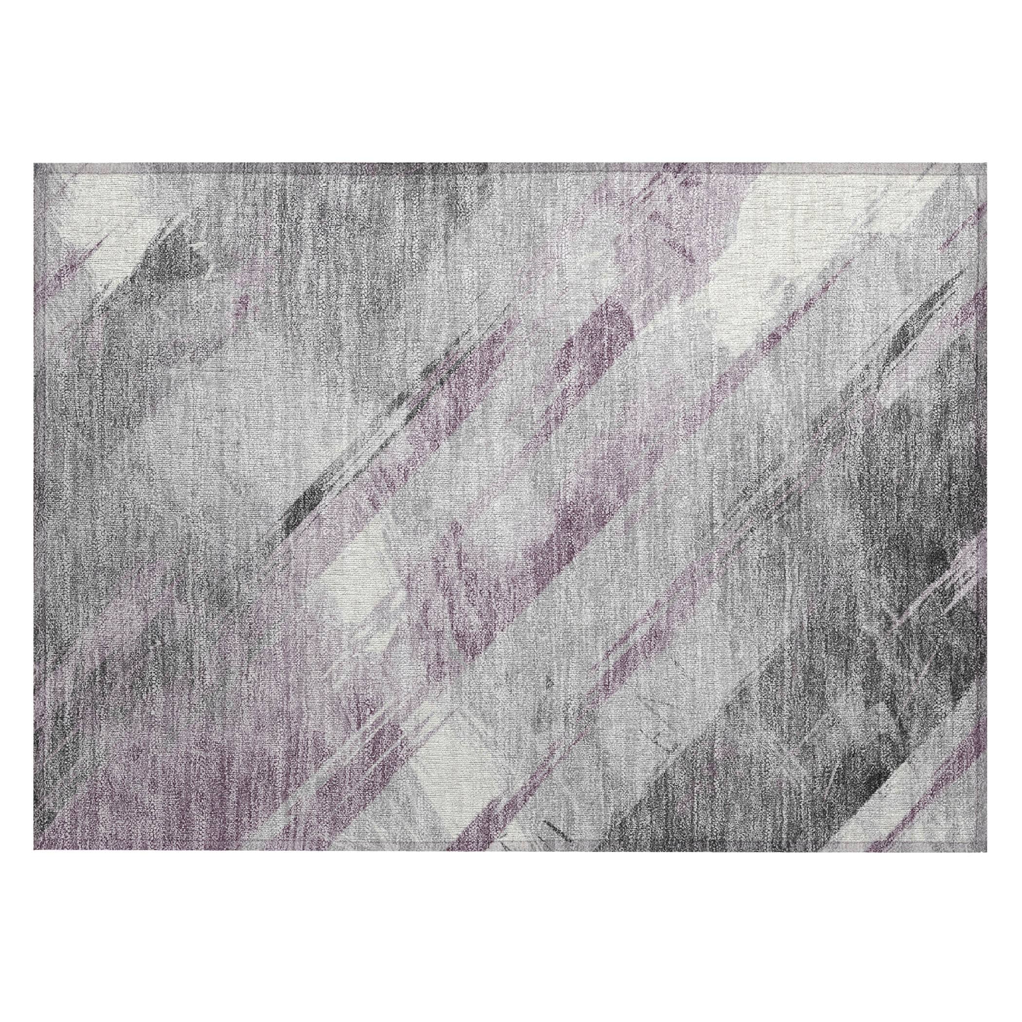 Lavender and Gray Synthetic Flat Woven Washable Rug