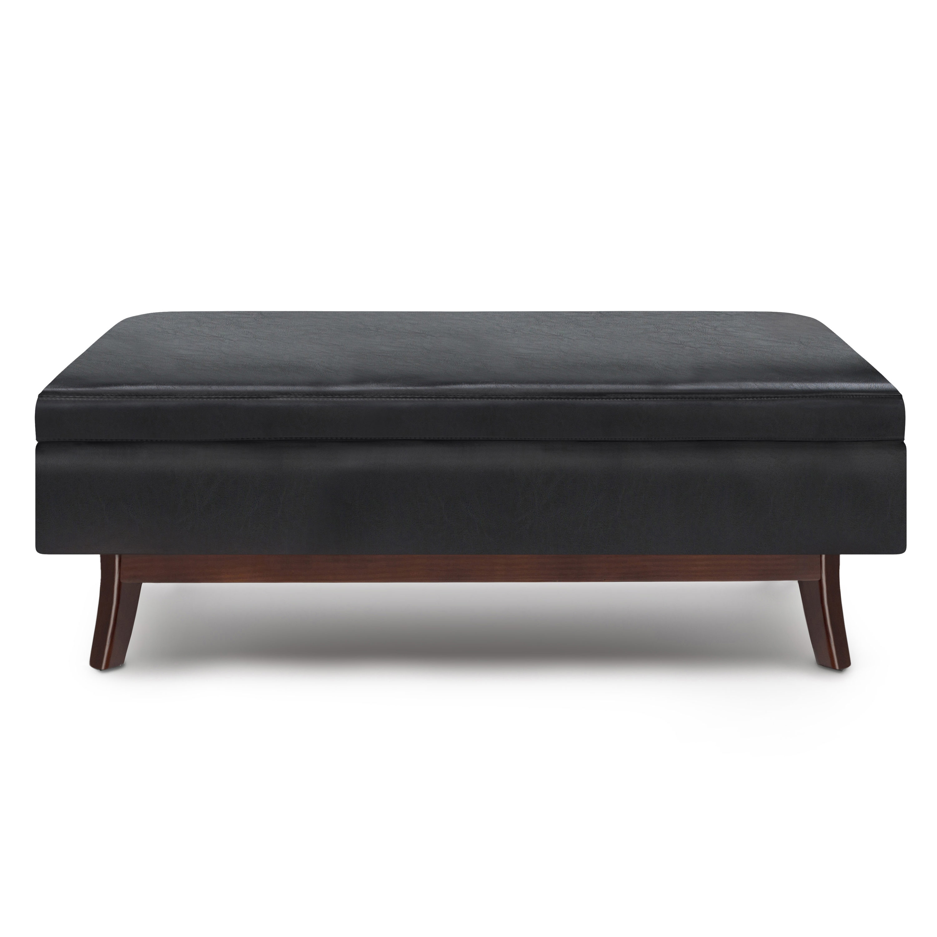 Owen Mid Century Modern Black Rubberwood Cocktail Ottoman